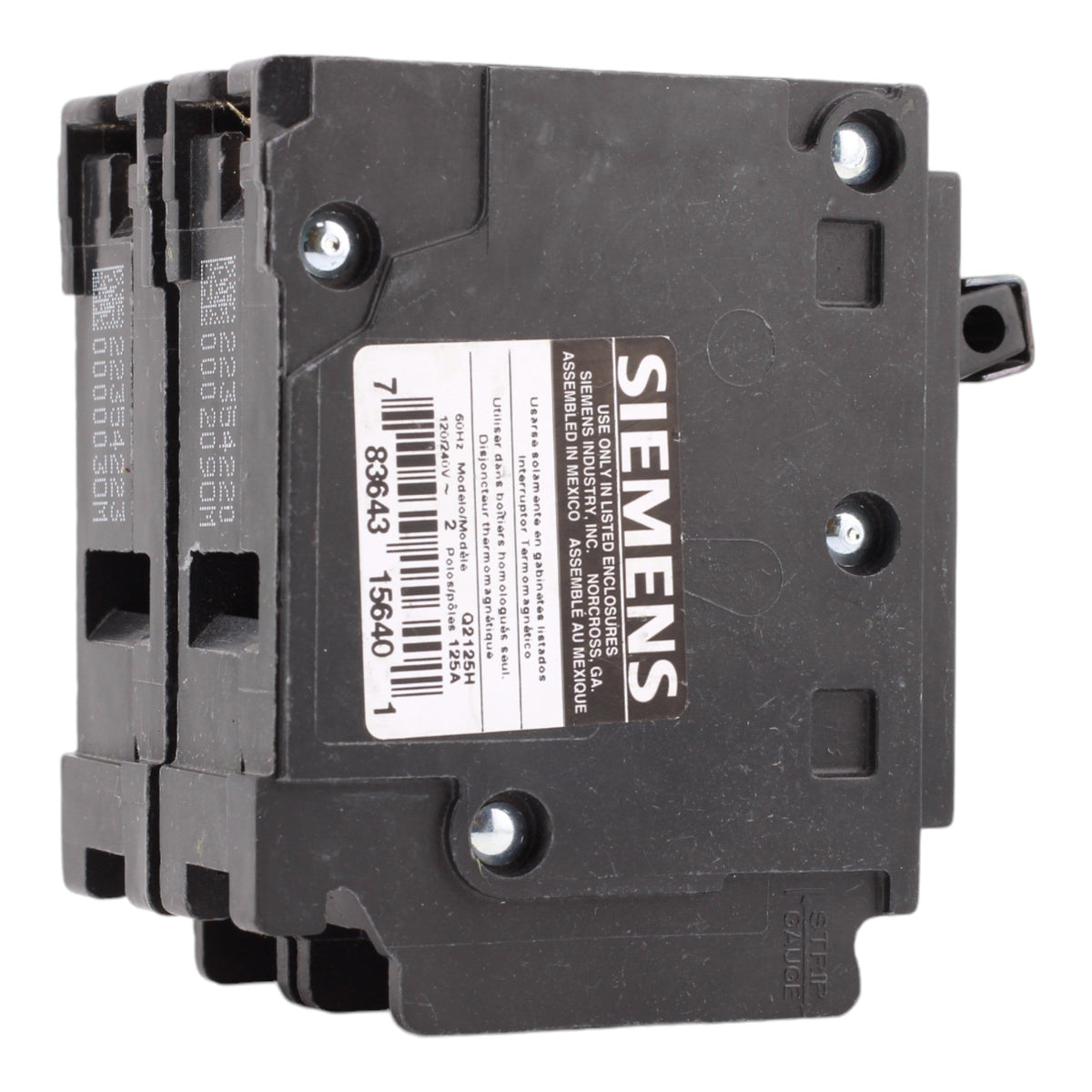 Siemens Q2125H 125 Amp Double Pole 240V Plug-In Standard Trip Circuit Breaker UL - Image 5