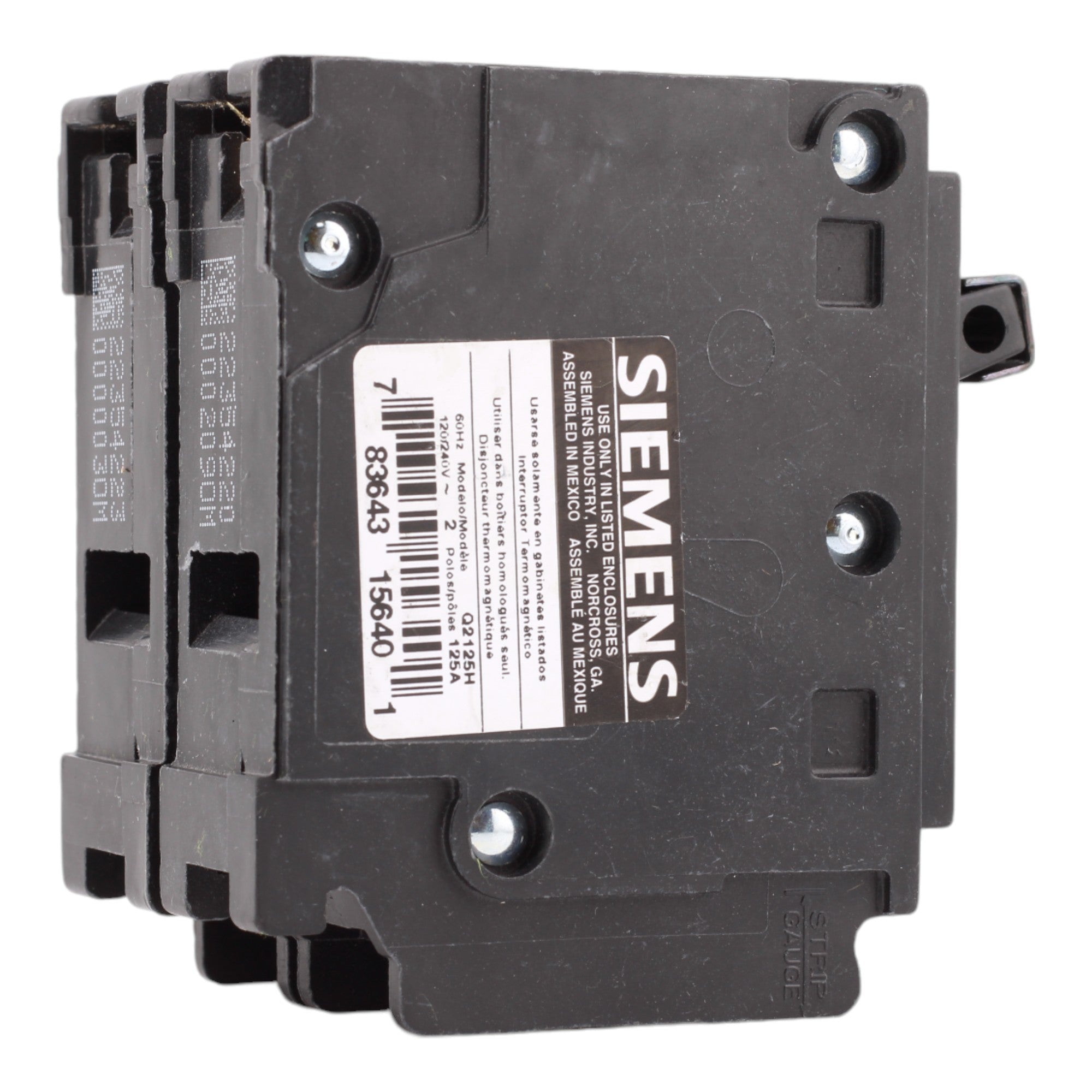 Siemens Q2125H 125 Amp Double Pole 240V Plug-In Standard Trip Circuit Breaker UL - Image 5