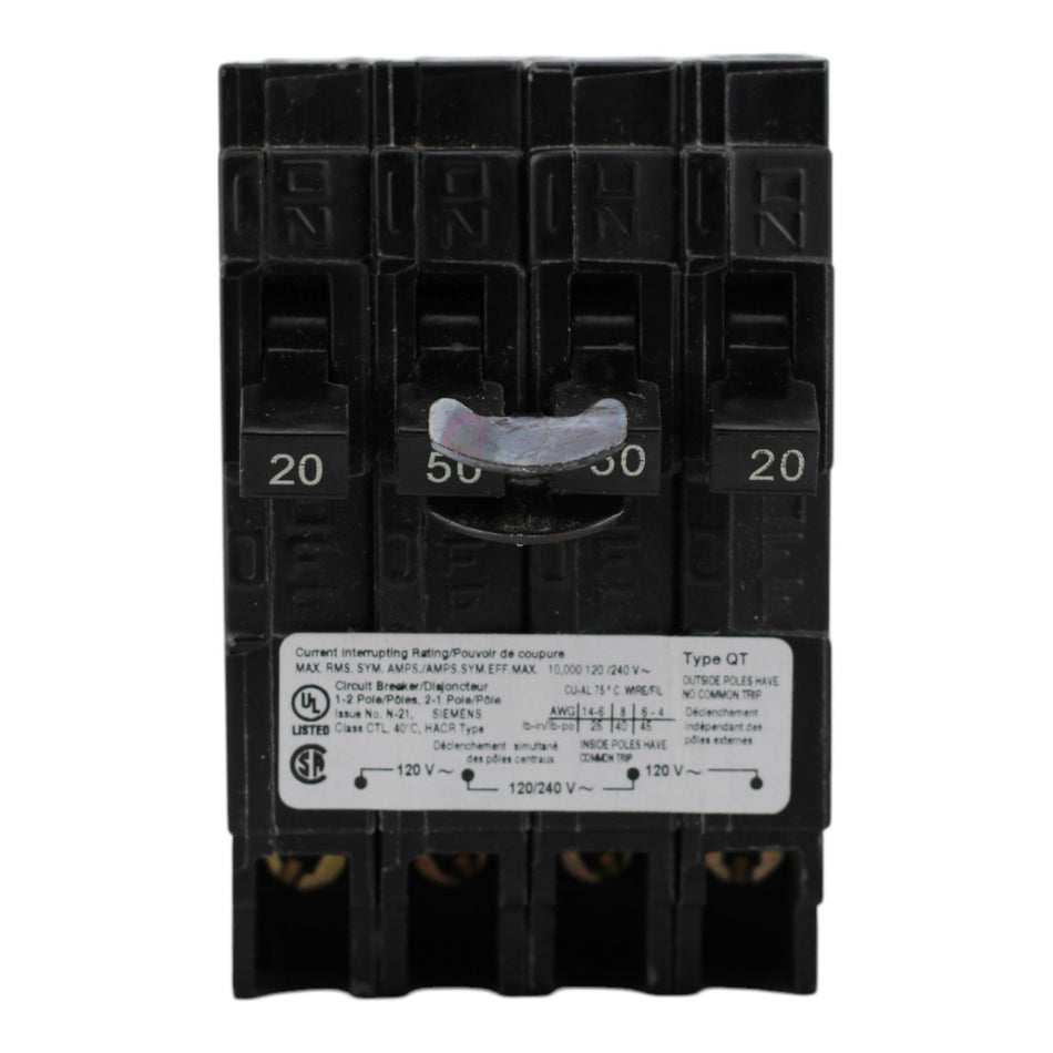 Siemens Q22050CT 20/50A 1P/2P 120/240V Triplex Circuit Breaker - Image 2