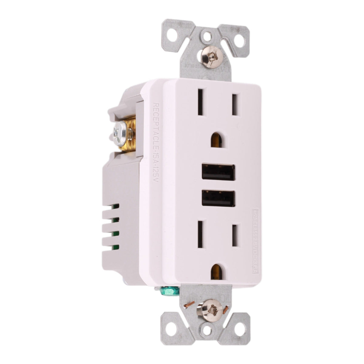 Eaton TR7765W 15A 125V USB Charger Duplex Receptacle White Flush Mount