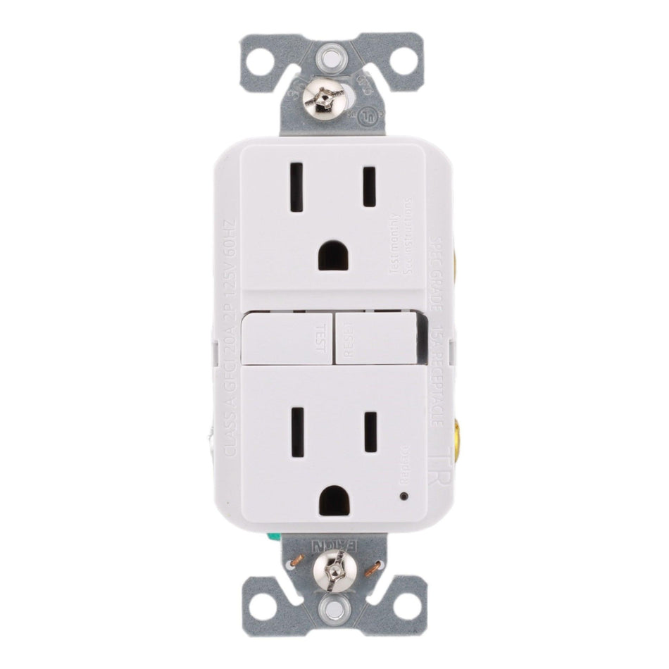 Eaton TRGF15W 15 Amp Tamper-Resistant GFCI Receptacle 125V, White, Self-Test, UL Listed - Image 2