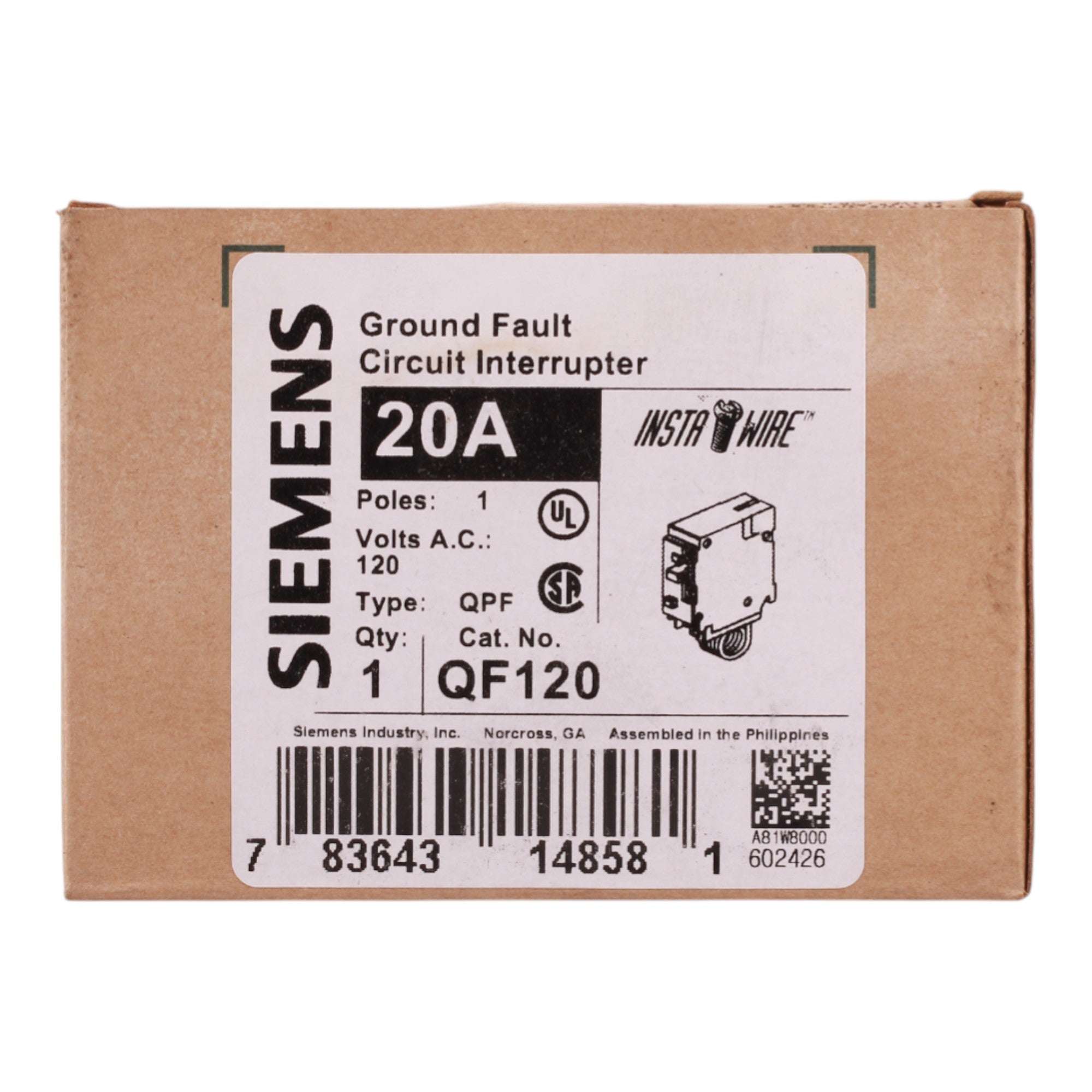Siemens QF120 20A 1P 120V GFCI Plug-On Neutral Circuit Breaker - Image 3