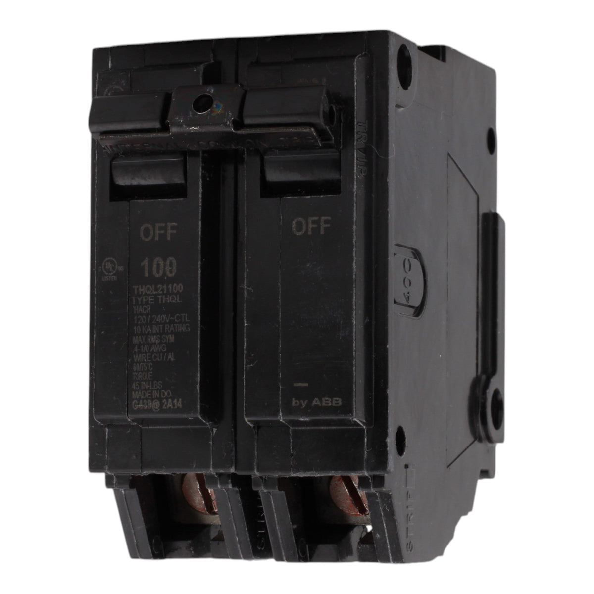 GE THQL21100 100 Amps 120/240 Volts Two-Pole Standard Circuit Breaker Plug-In for Load Centers - Image 3