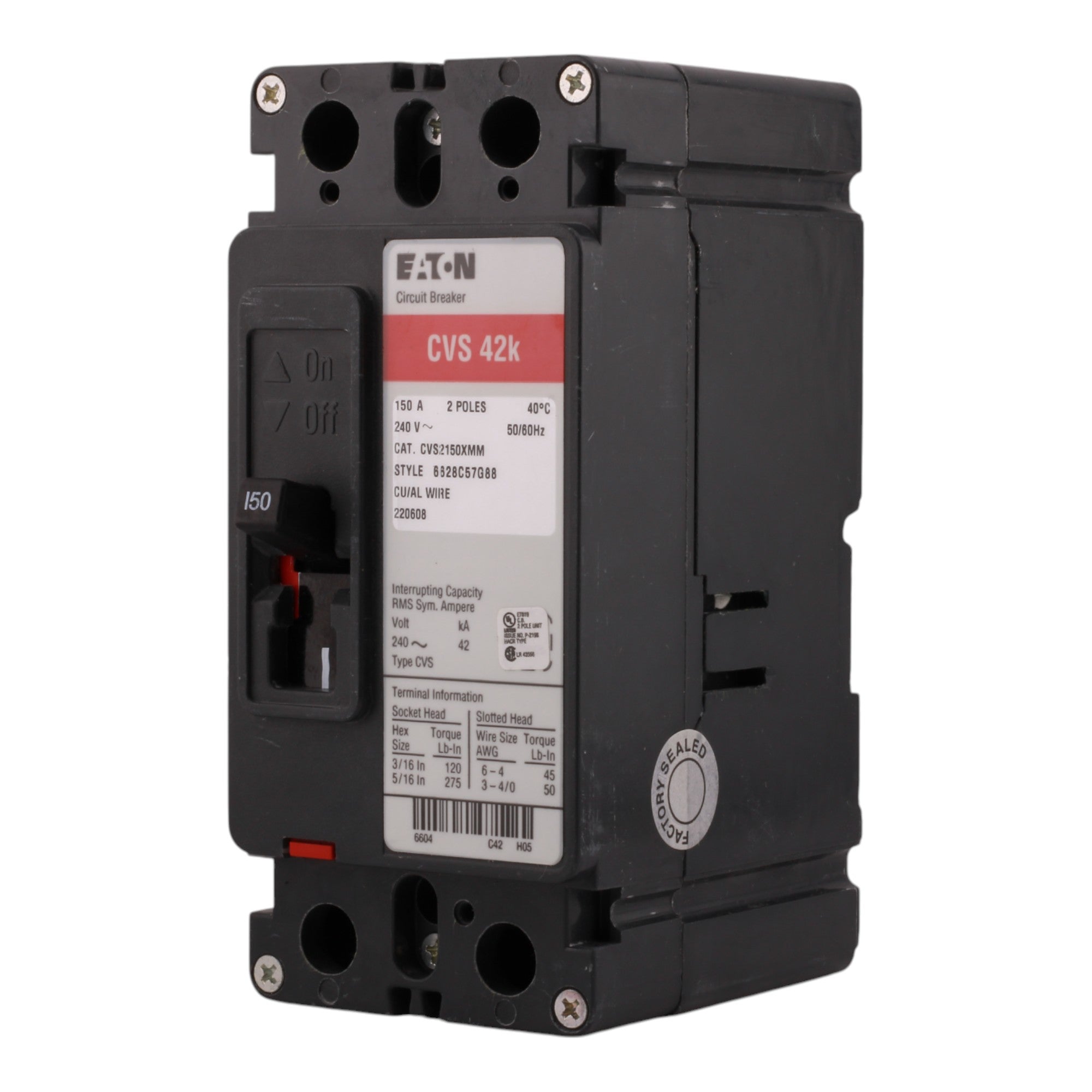 Eaton CVS2150XMM 150A 2P 42kAIC Molded Case Circuit Breaker - Image 7