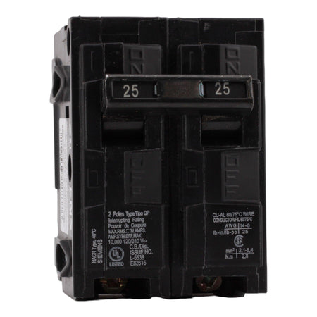 Siemens Q225 25 Amp Double Pole 240V Plug-In Standard Trip Circuit Breaker UL - Image 2