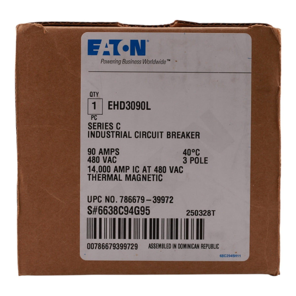 Eaton EHD EHD3090L 90A 3P 240/480V Molded Case Circuit Breaker - Image 2