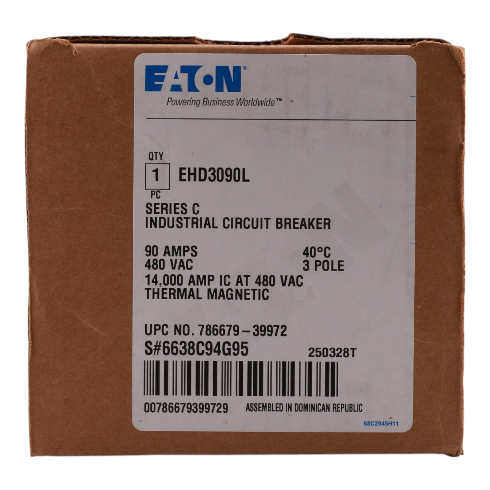 Eaton EHD EHD3090L 90A 3P 240/480V Molded Case Circuit Breaker - Image 2