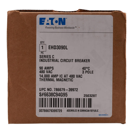 Eaton EHD EHD3090L 90A 3P 240/480V Molded Case Circuit Breaker - Image 2