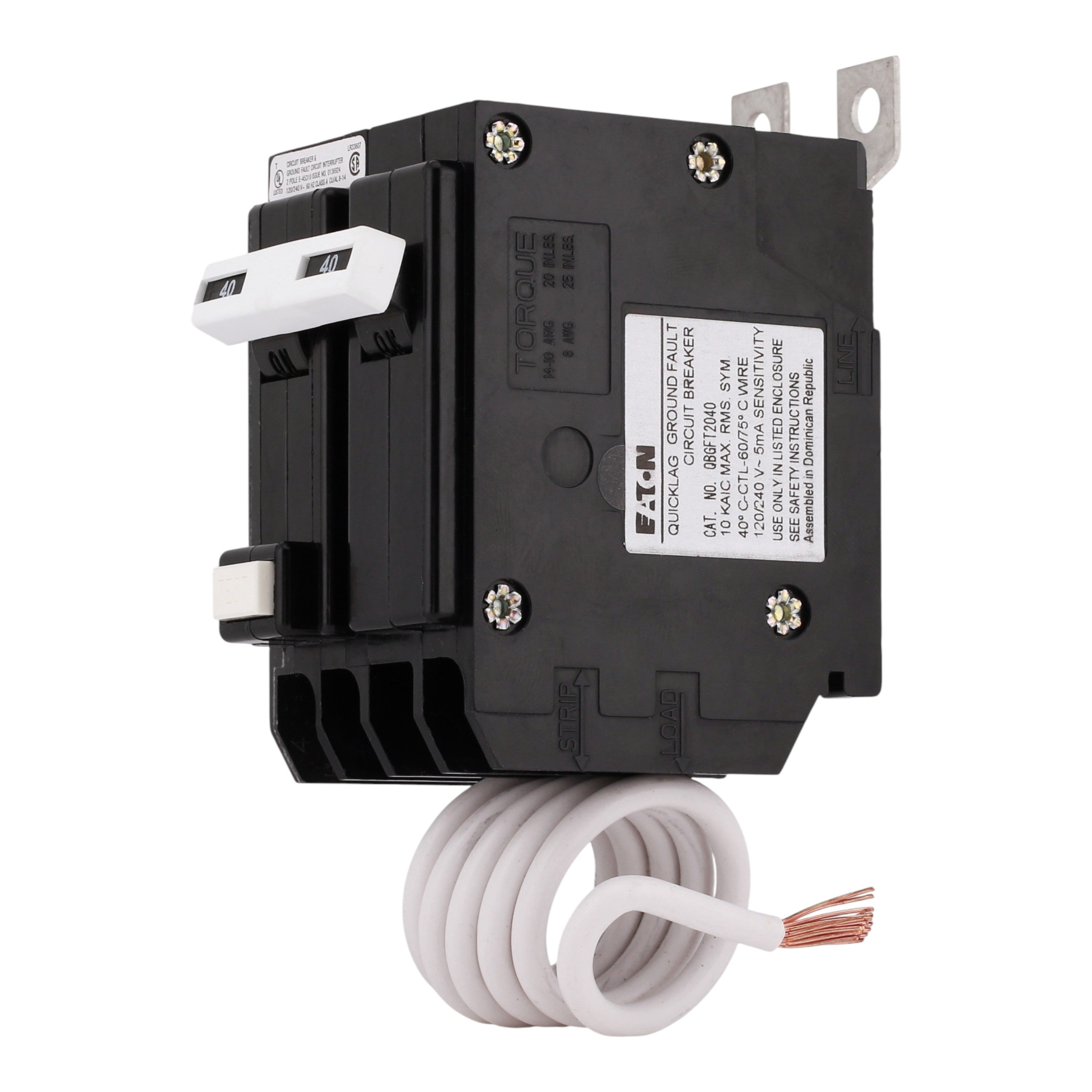 Eaton QB QBGFT2040 40A 2P 120/240V GFCI 5mA Bolt-On Circuit Breaker - Image 2