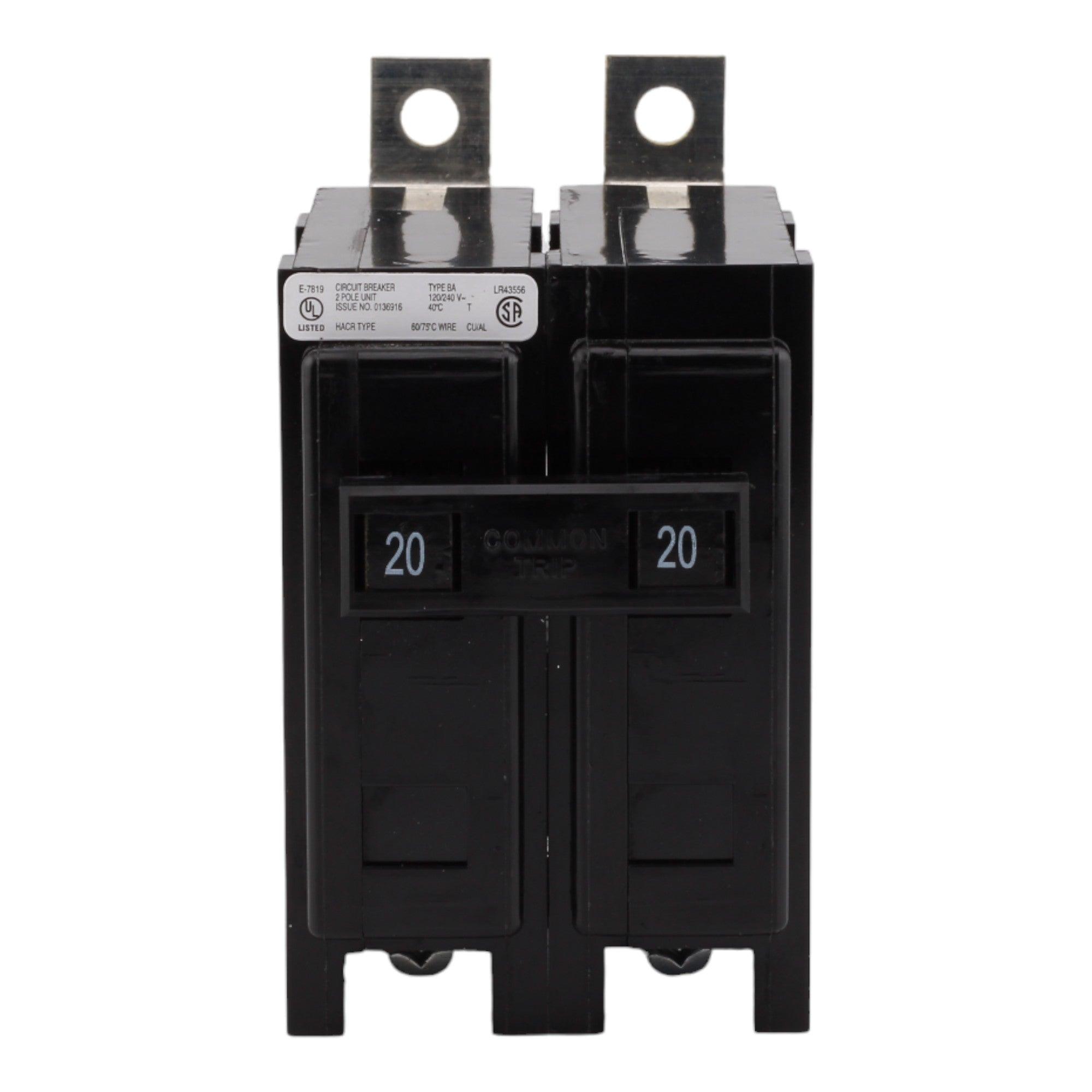 Eaton BAB2020, 20A, 120/240V, 2-Pole, 10kAIC, Quicklag Industrial Thermal-Magnetic Circuit Breaker, Bolt-On - Image 2