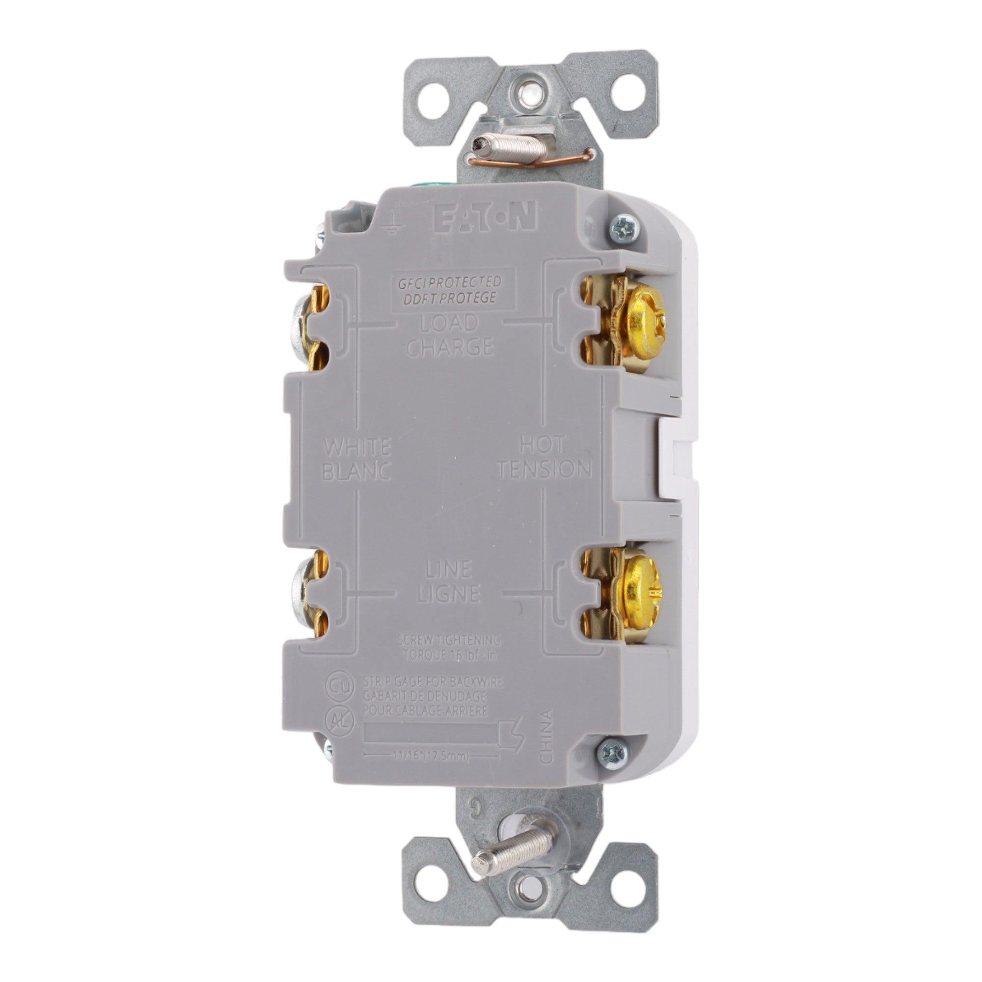 Eaton TRGF15W 15 Amp Tamper-Resistant GFCI Receptacle 125V, White, Self-Test, UL Listed - Image 4