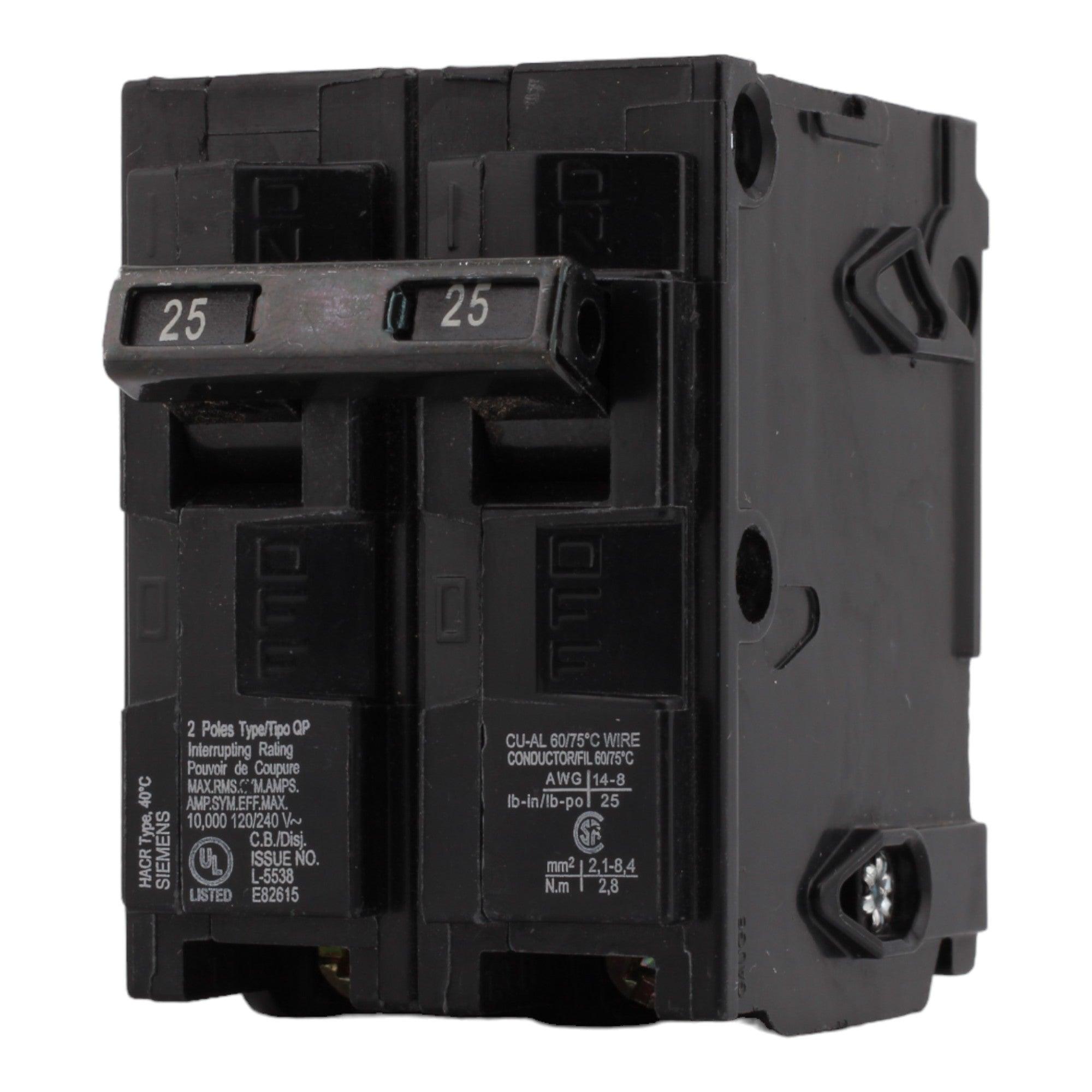 Siemens Q225 25 Amp Double Pole 240V Plug-In Standard Trip Circuit Breaker UL - Image 3
