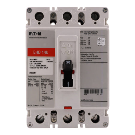Eaton EHD EHD3090L 90A 3P 240/480V Molded Case Circuit Breaker - Image 3