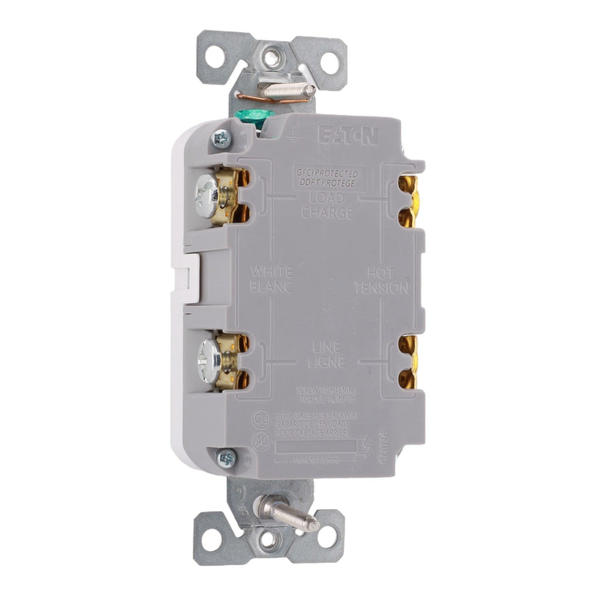 Eaton TRGF15W 15 Amp Tamper-Resistant GFCI Receptacle 125V, White, Self-Test, UL Listed - Image 5