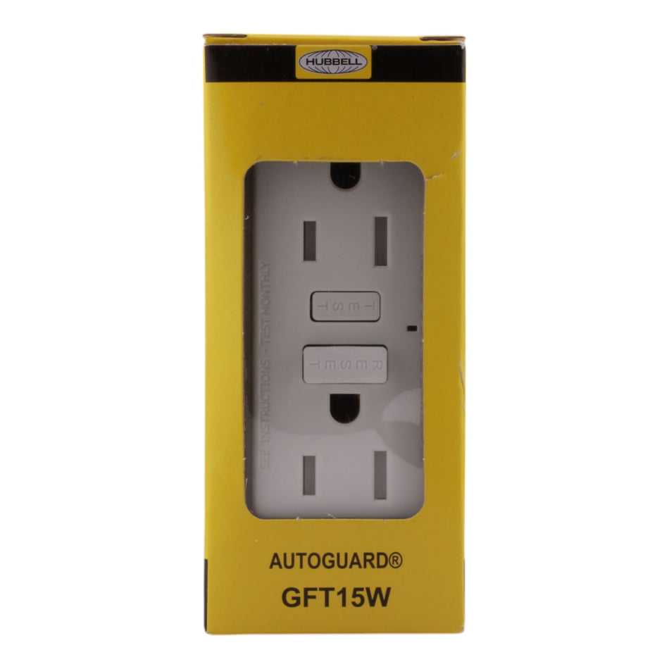 Hubbell GFT15W 15A Tamper-Resistant White GFCI Receptacle - Image 2