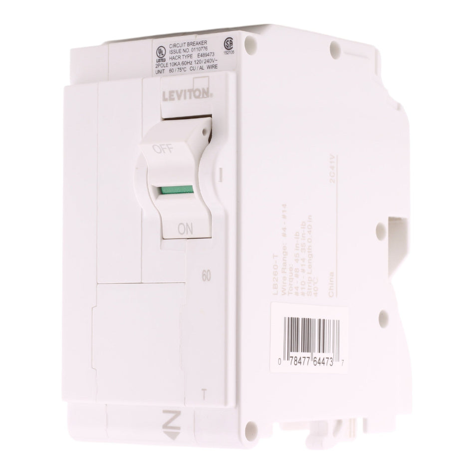 Leviton LB260-T 60A 2P 120/240V Standard Plug-On Neutral Breaker - Image 2