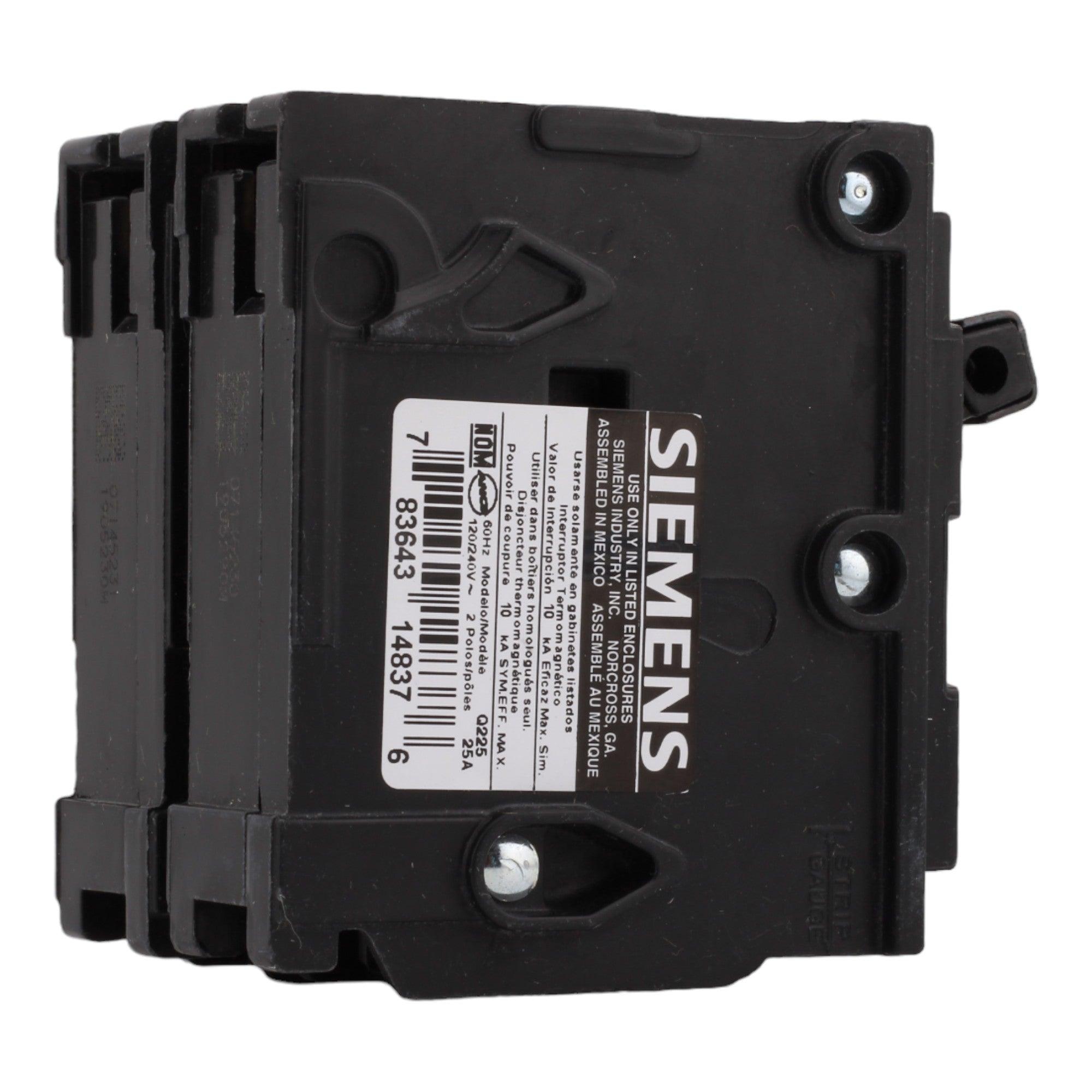 Siemens Q225 25 Amp Double Pole 240V Plug-In Standard Trip Circuit Breaker UL - Image 5