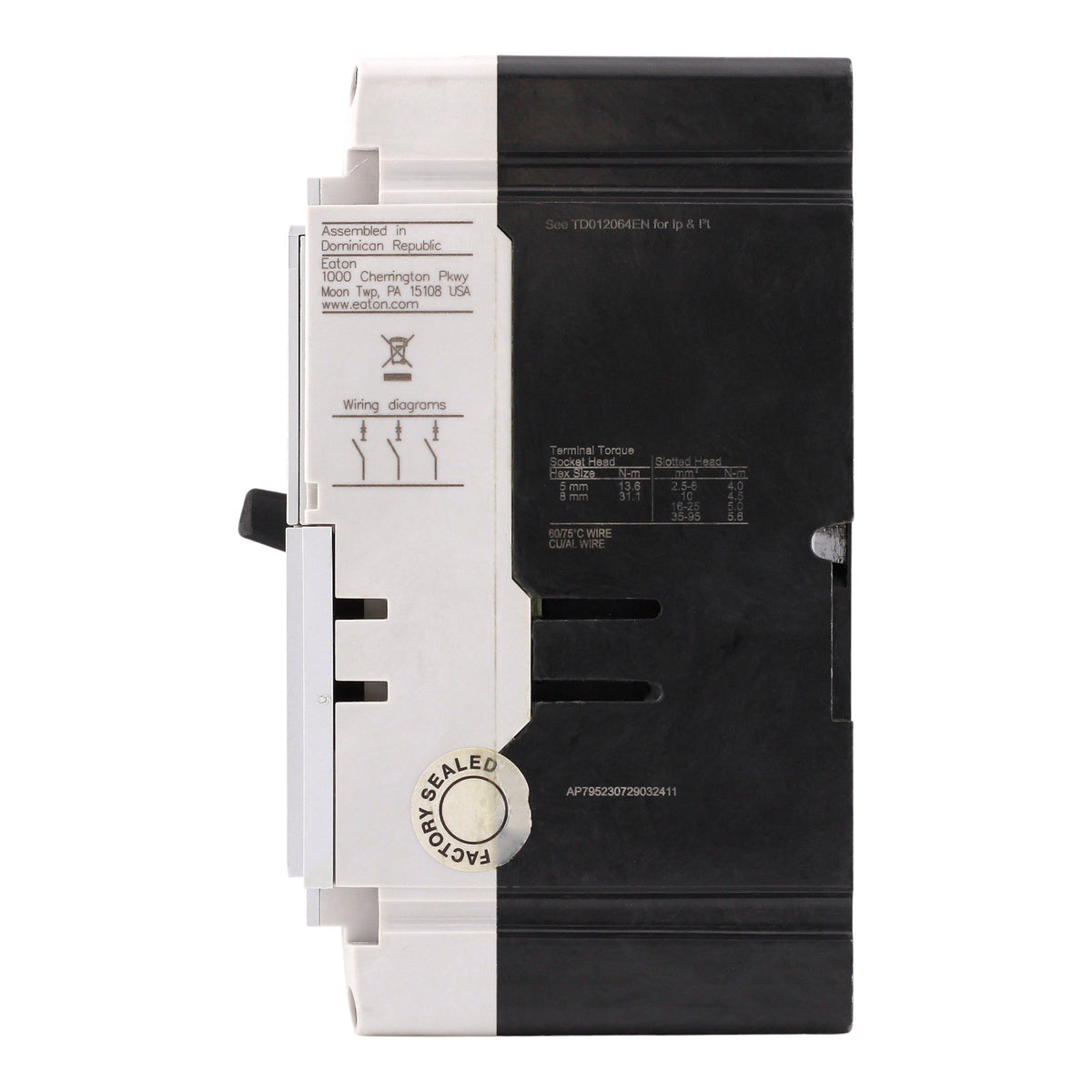 Eaton Power Defense PDG23M0020TFFL 20A 3P 600V 65kA Thermal-Magnetic Molded Case Circuit Breaker - Image 6