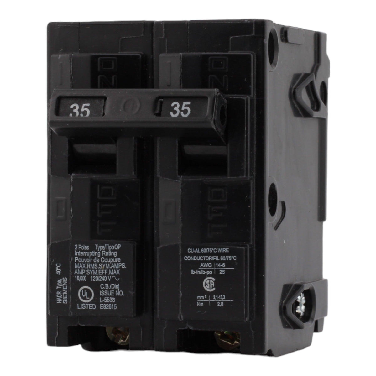 Siemens Q235 35 Amp Double Pole Circuit Breaker, Thermal Magnetic Trip, 120/240V, Plug-In, UL Listed - Image 3