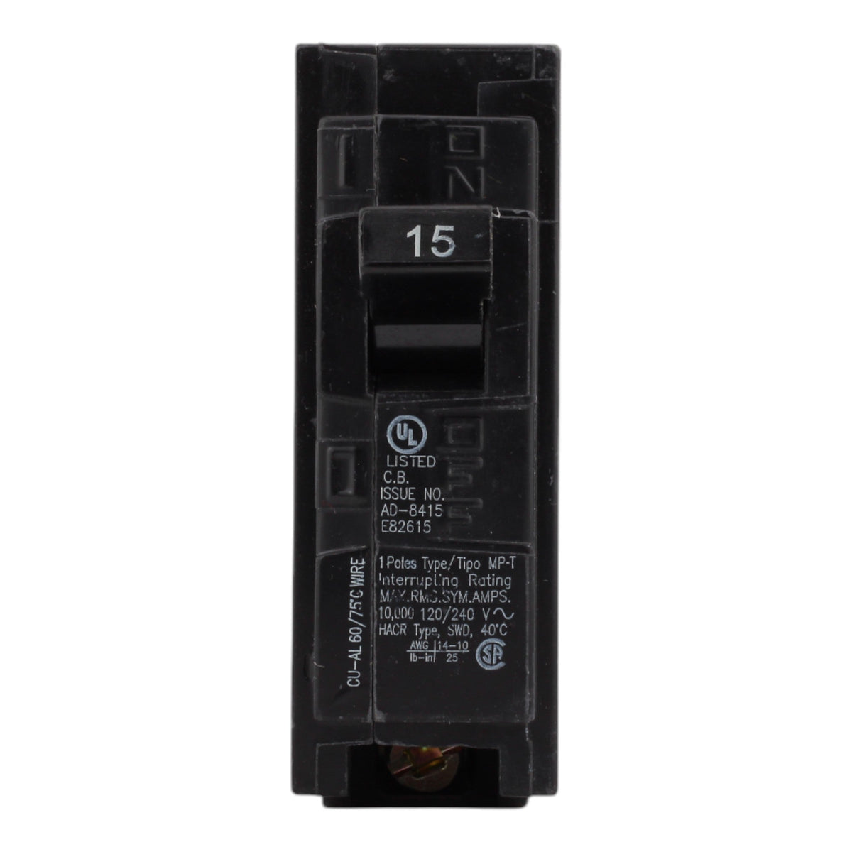 Murray MP115 15A 120V 1-Pole Miniature Thermal Magnetic Circuit Breaker, Compatible with Murray and Siemens Load Centers - Image 2