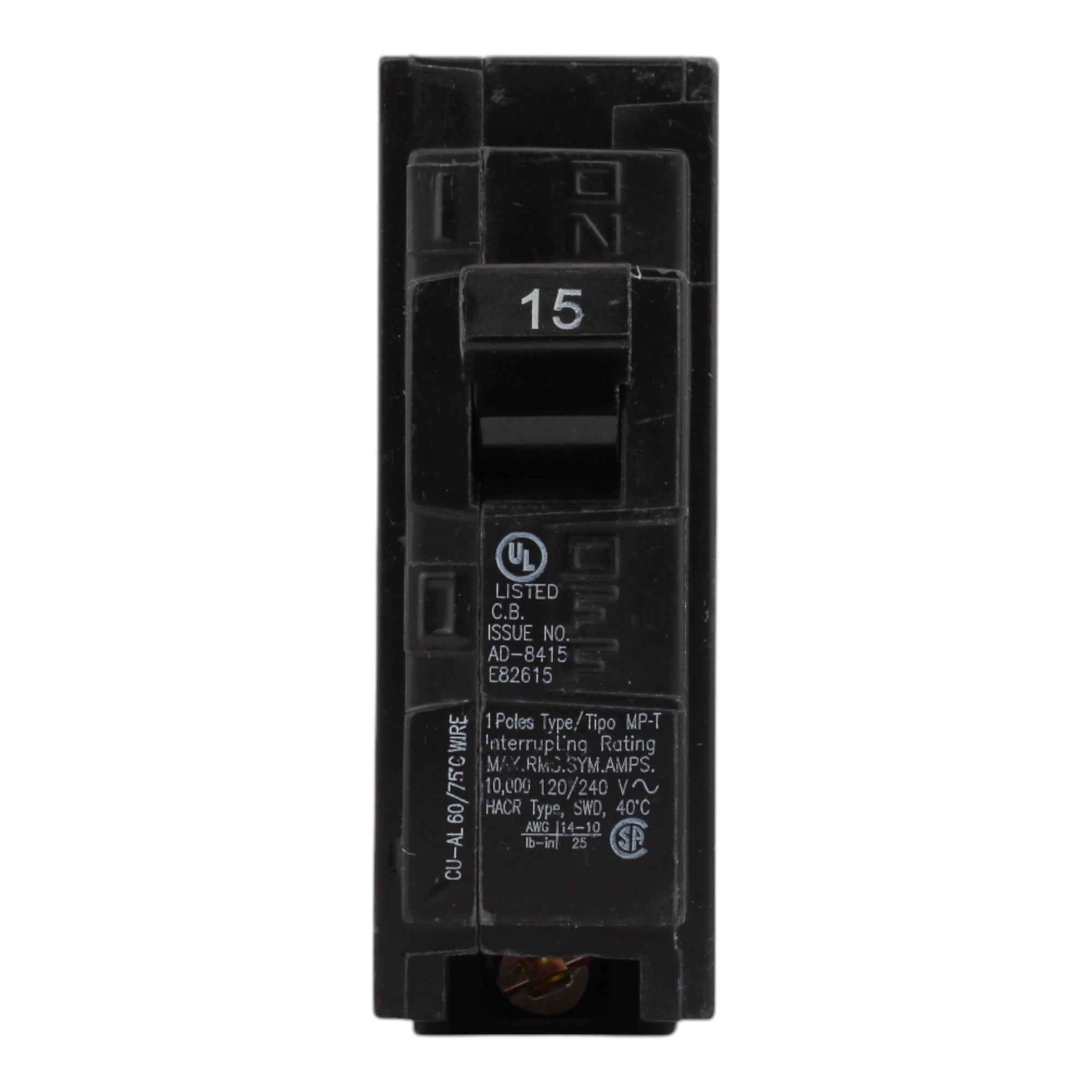 Murray MP115 15A 120V 1-Pole Miniature Thermal Magnetic Circuit Breaker, Compatible with Murray and Siemens Load Centers - Image 2