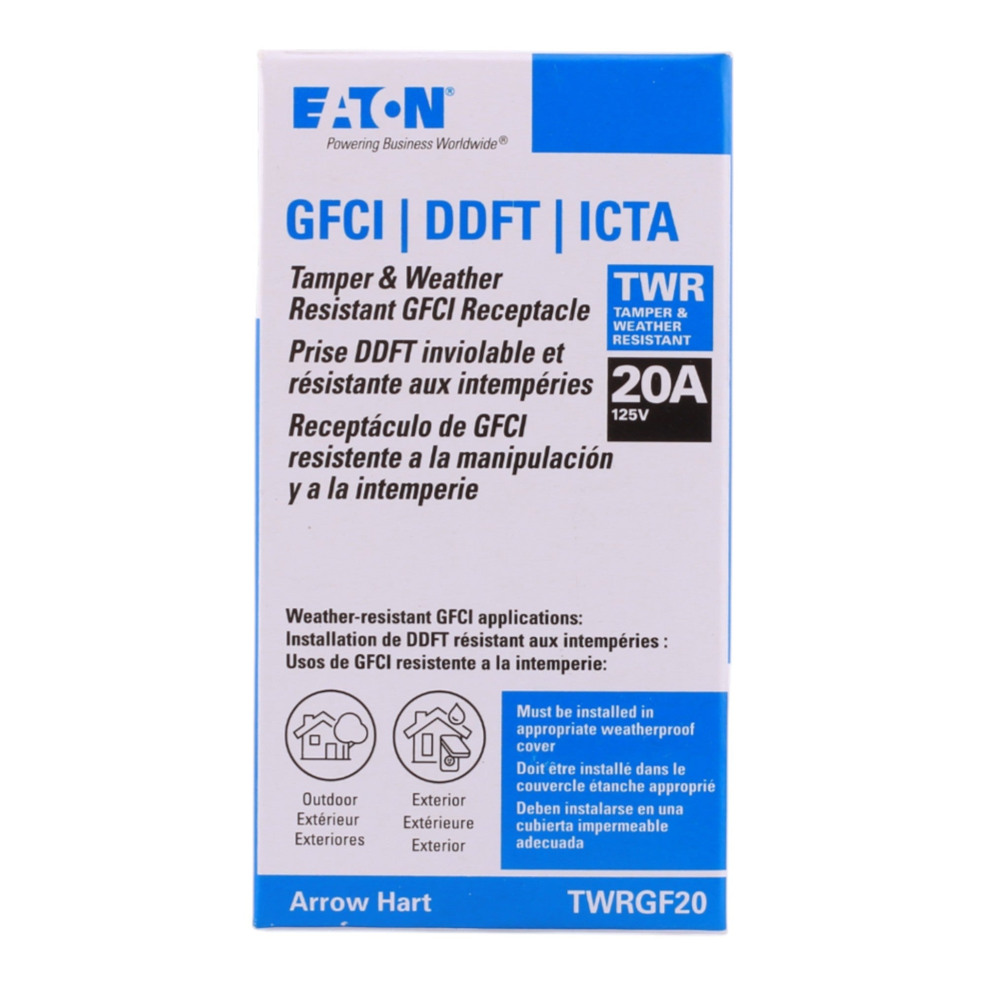 Eaton TWRGF20W 20A 125V GFCI Tamper/Weather-Resistant Slim Receptacle - Image 2