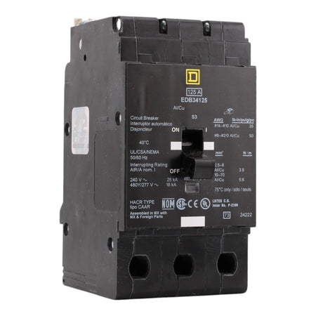 Square D EDB34125 125A 3P 480Y/277V Circuit Breaker