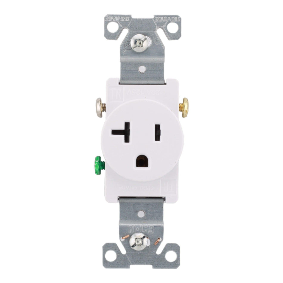 Eaton TR1877W-BXSP 20 Amp Single Tamper-Resistant Receptacle - 125V, Side-Wired, White, Commercial Grade - Image 2