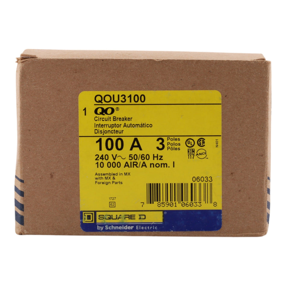 Schneider QOU3100 100A 3P 240V 10kA Miniature Circuit Breaker - Image 2