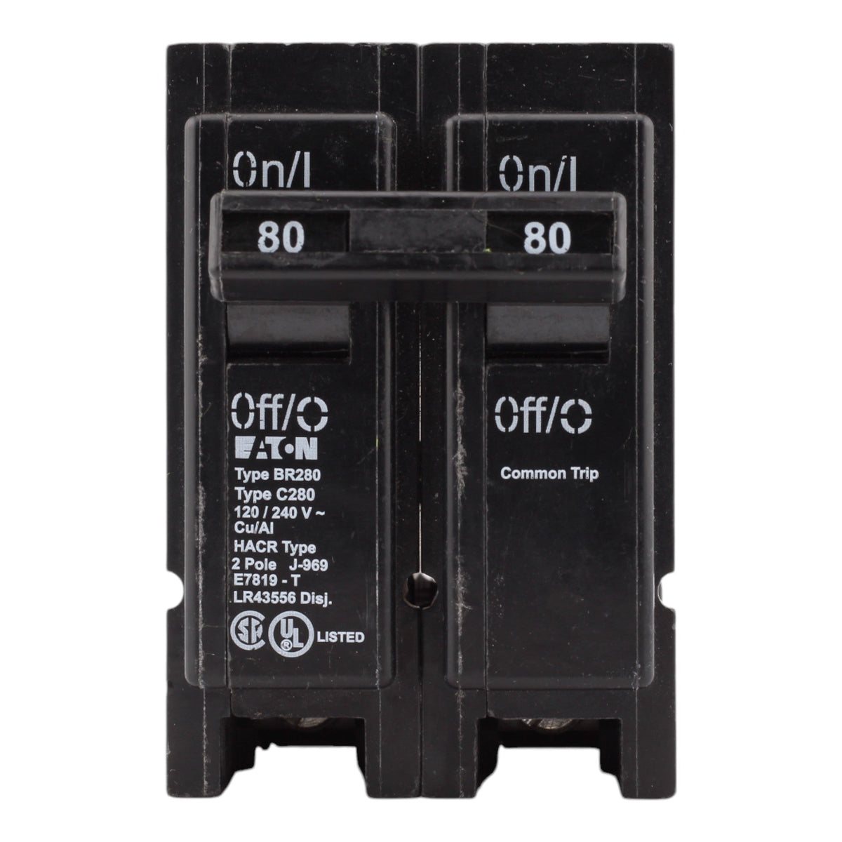 Eaton BR280 80 Amp Double Pole 240V Plug-In Standard Trip Circuit Breaker UL - Image 2