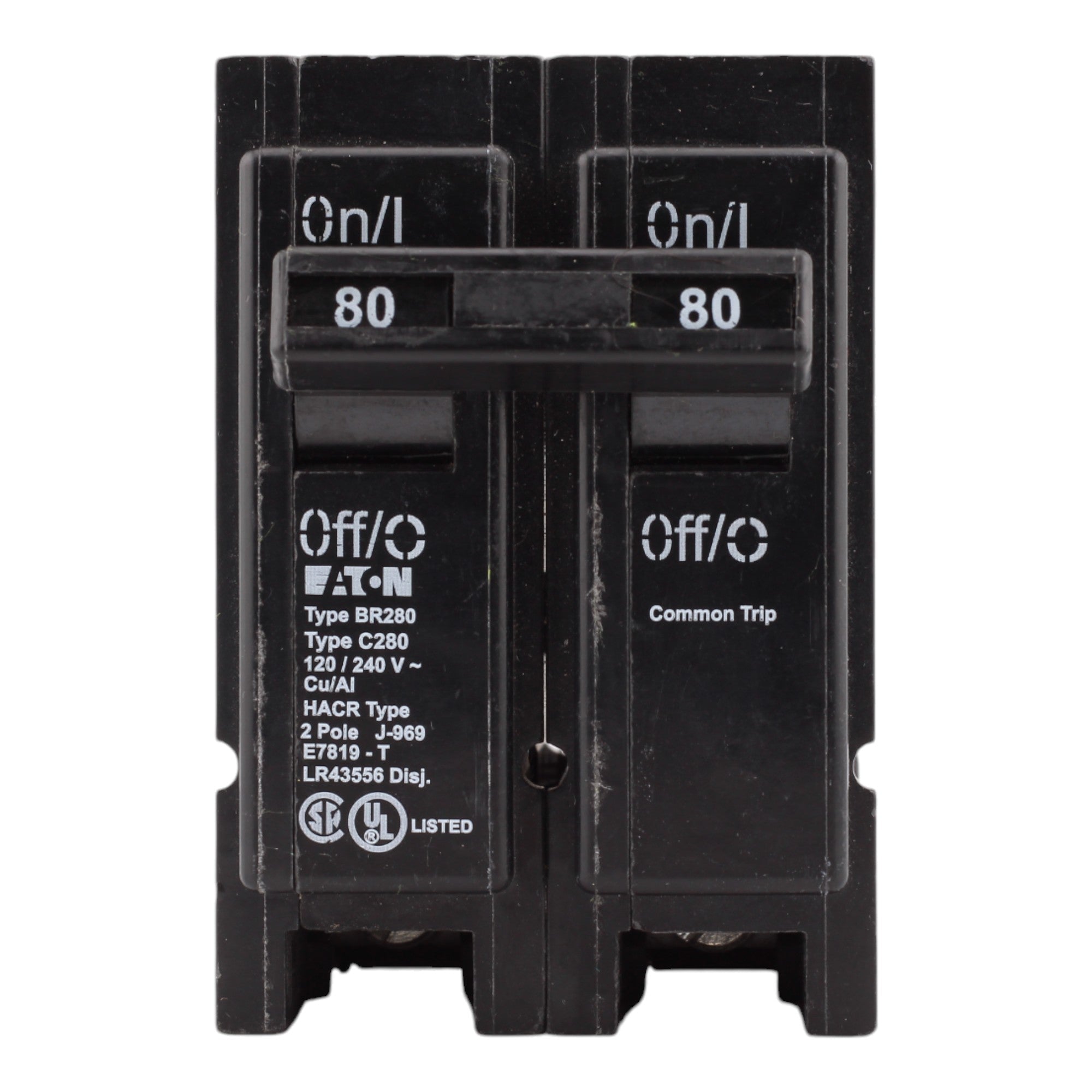 Eaton BR280 80 Amp Double Pole 240V Plug-In Standard Trip Circuit Breaker UL - Image 2