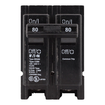 Eaton BR280 80 Amp Double Pole 240V Plug-In Standard Trip Circuit Breaker UL - Image 2