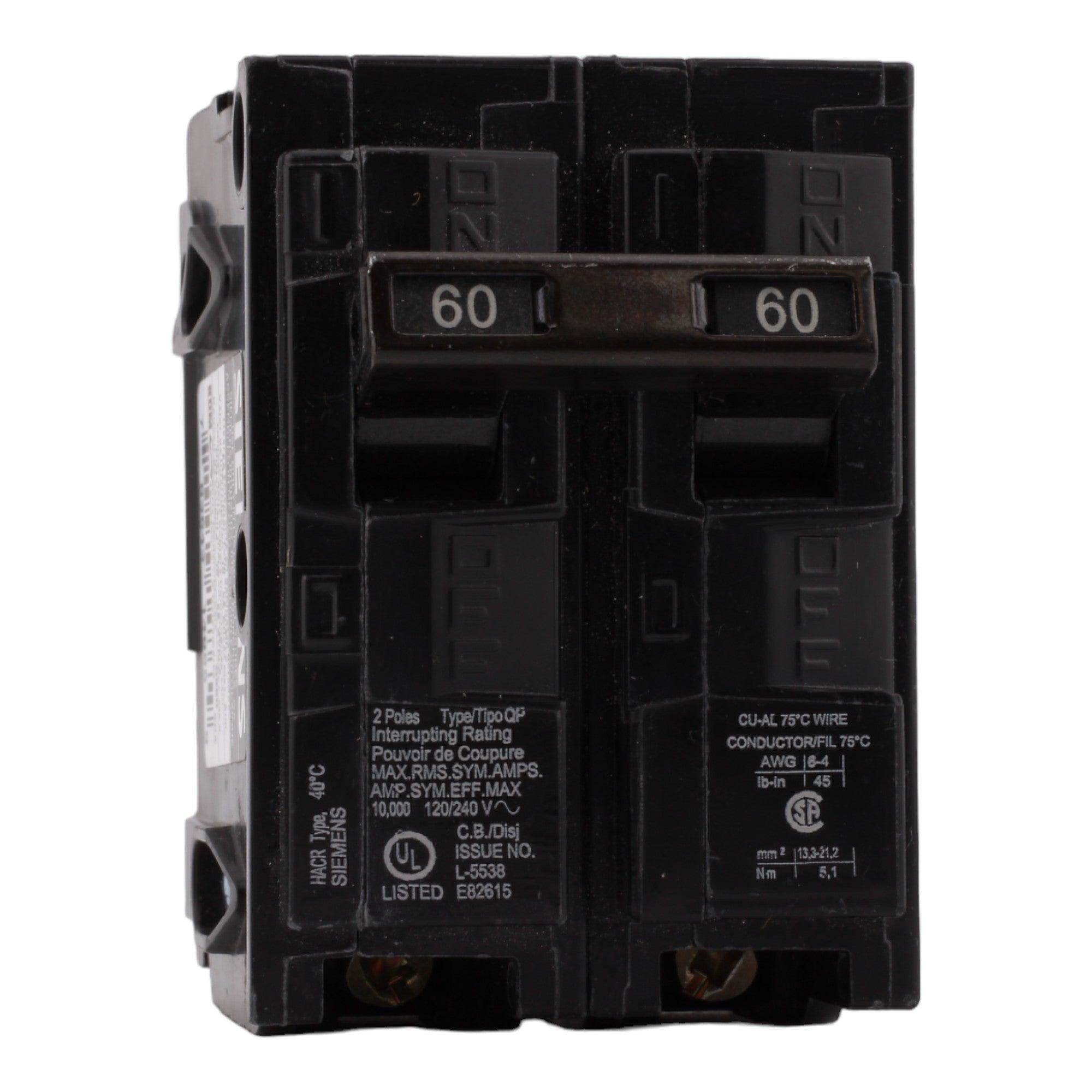 Siemens QP, Q260, 60A, 2P, 120/240V, Thermal Magnetic, Circuit Breaker - Image 2