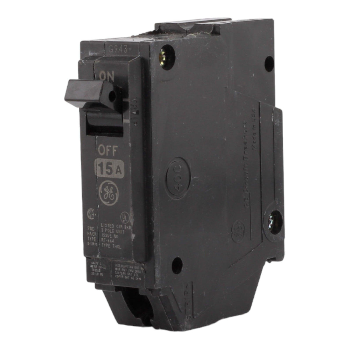 GE THQL1115 15 Amp Single Pole Circuit Breaker - 120/240V, Plug-In, UL Listed - Image 2