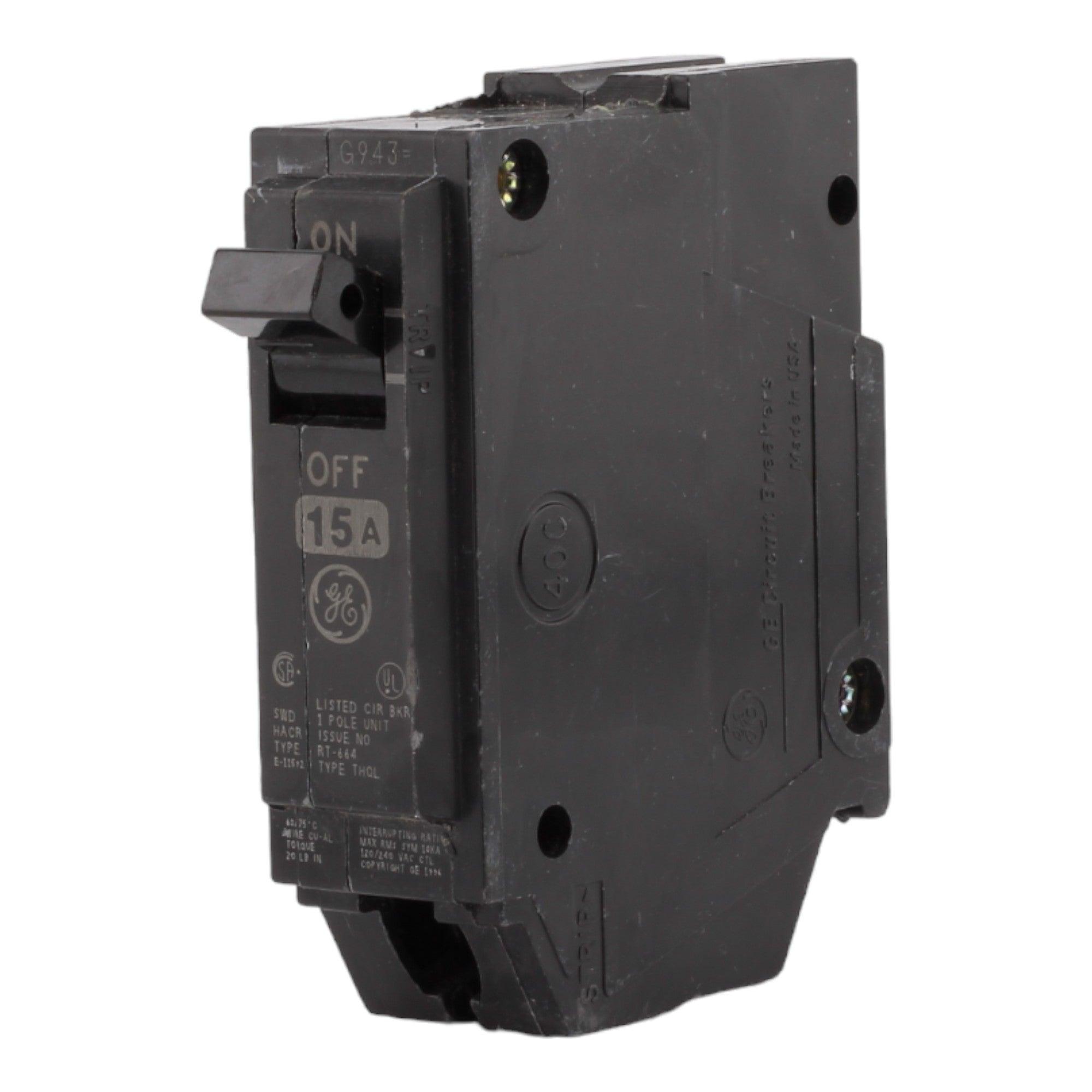 GE THQL1115 15 Amp Single Pole Circuit Breaker - 120/240V, Plug-In, UL Listed - Image 2