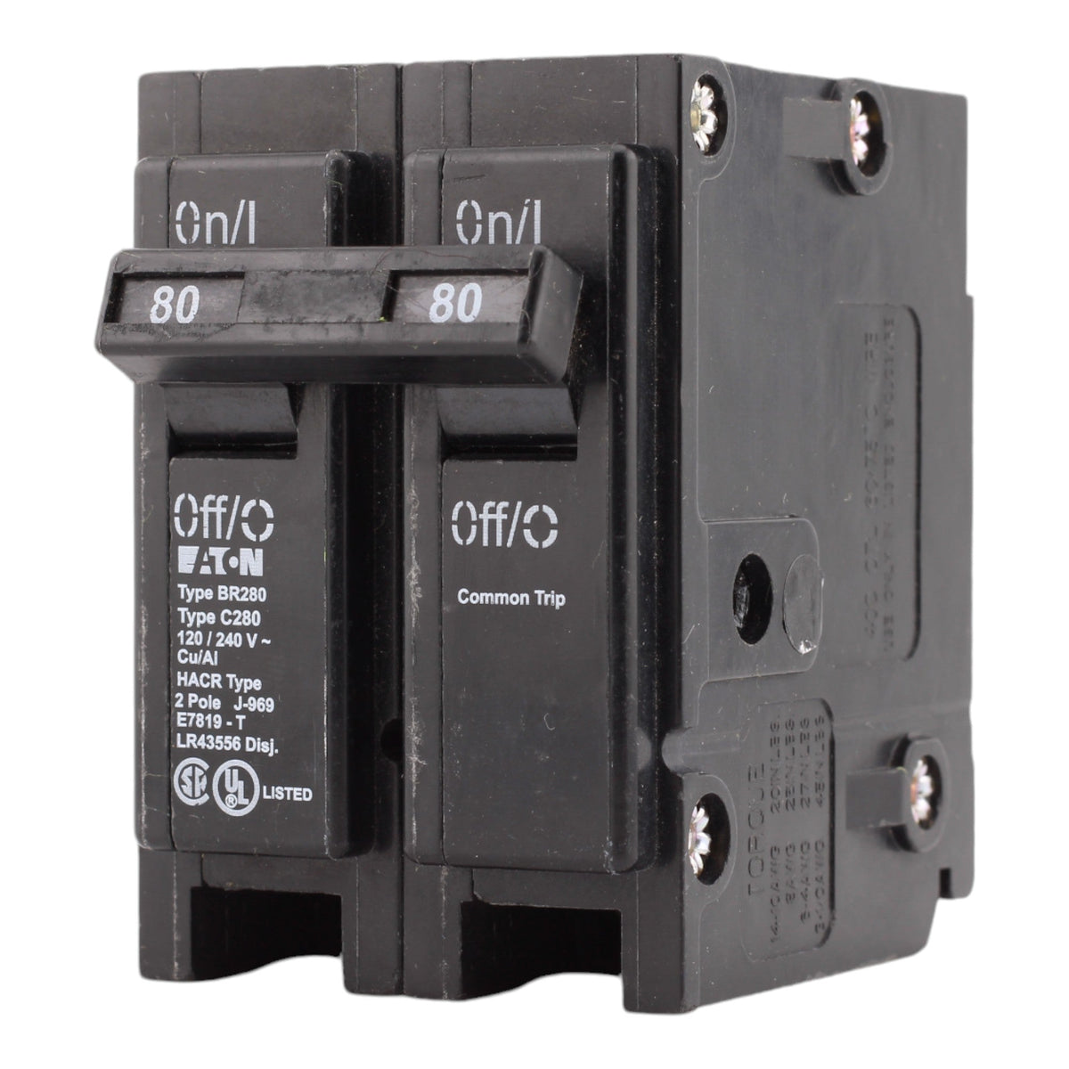 Eaton BR280 80 Amp Double Pole 240V Plug-In Standard Trip Circuit Breaker UL - Image 3