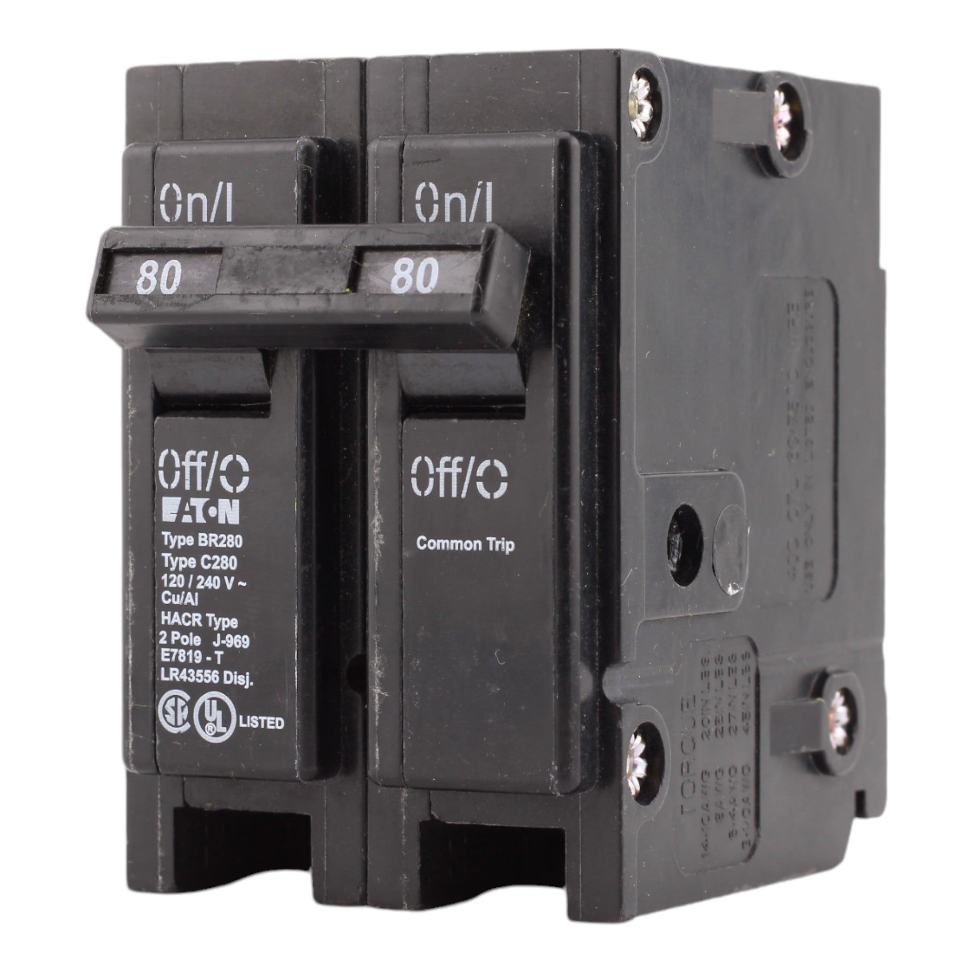 Eaton BR280 80 Amp Double Pole 240V Plug-In Standard Trip Circuit Breaker UL - Image 3