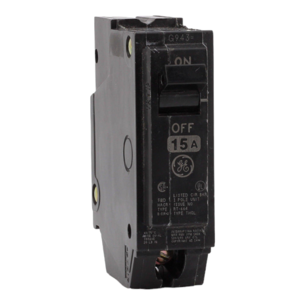 GE THQL1115 15 Amp Single Pole Circuit Breaker - 120/240V, Plug-In, UL Listed - Image 3