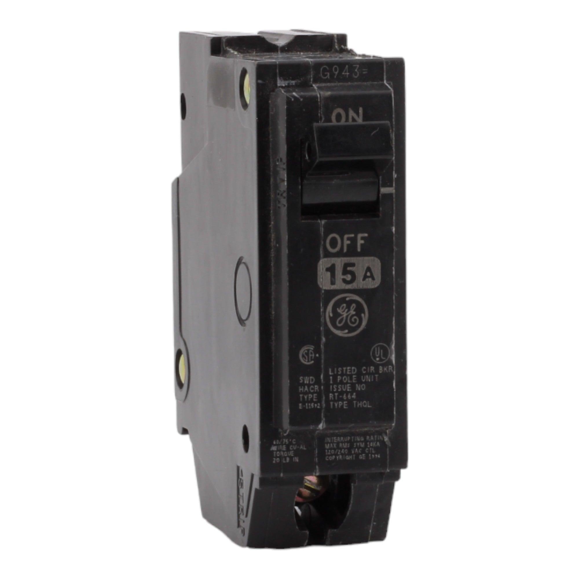 GE THQL1115 15 Amp Single Pole Circuit Breaker - 120/240V, Plug-In, UL Listed - Image 3