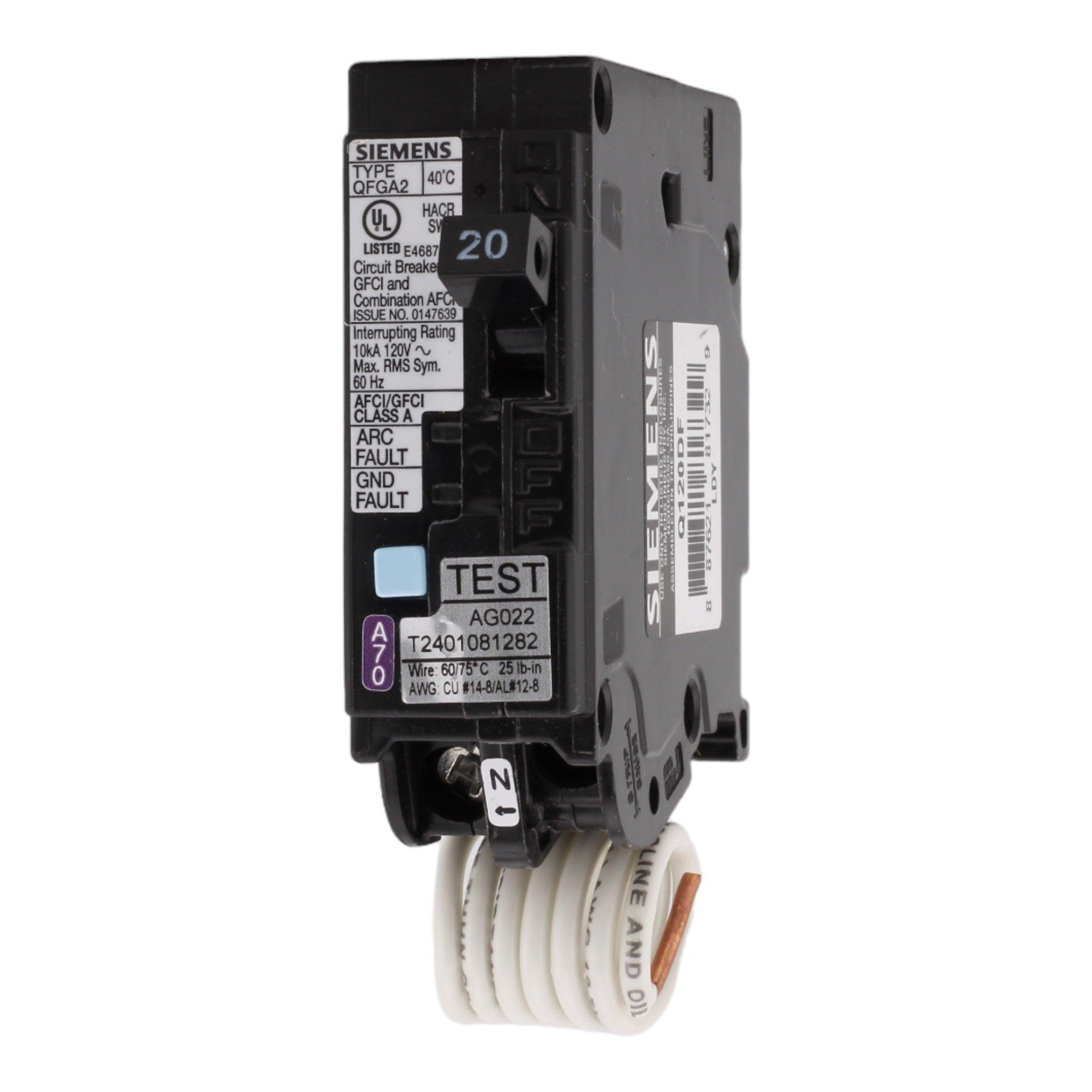 Siemens Q120DF 20 Amp Single Pole 120V Pigtail-Neutral AFCI/GFCI Dual Function Circuit Breaker UL - Image 3