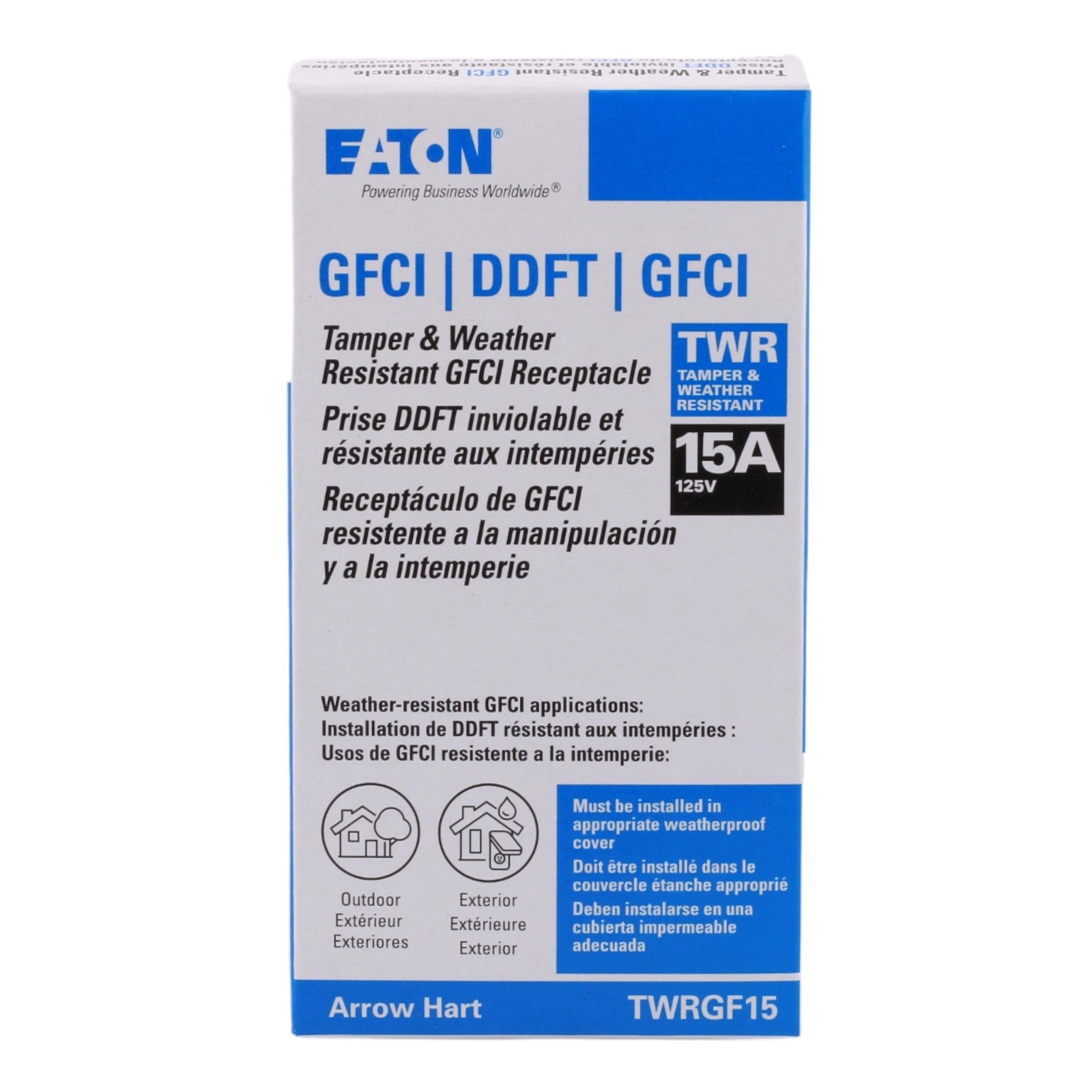 Eaton TWRGF15W 15 Amp Tamper and Weather-Resistant Self-Test GFCI 125V, White, UL Listed - Image 7