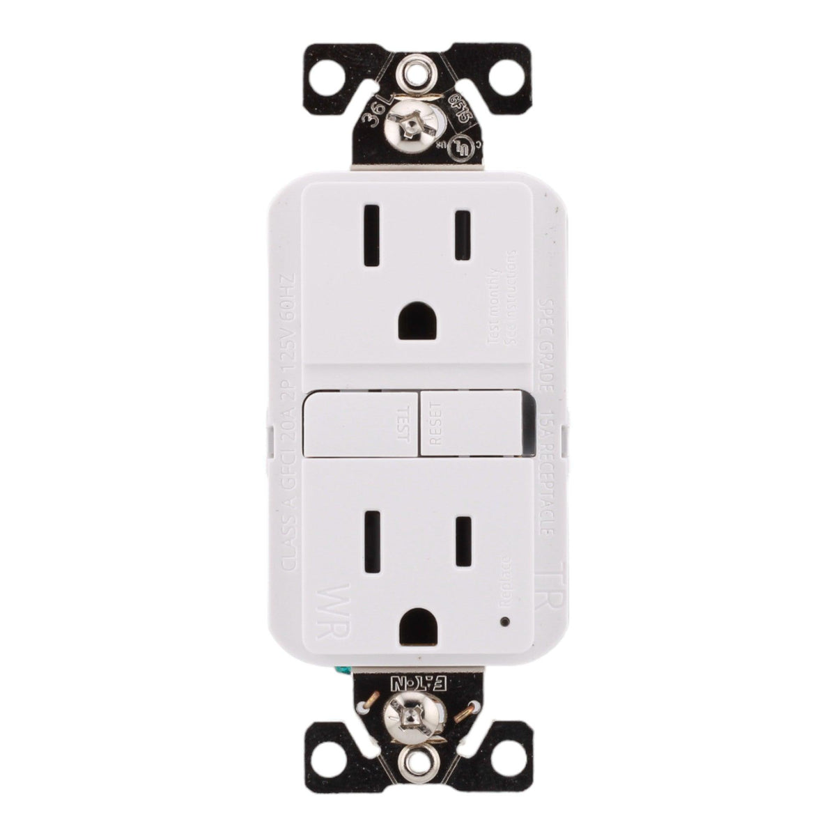 Eaton TWRGF15W 15 Amp Tamper and Weather-Resistant Self-Test GFCI 125V, White, UL Listed - Image 2