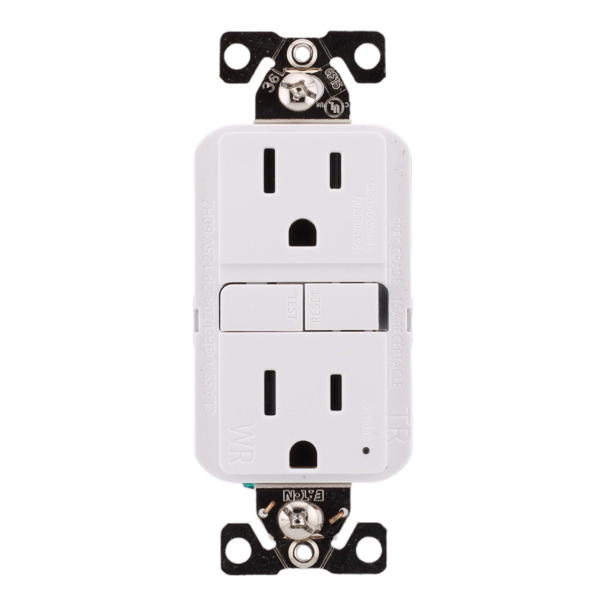 Eaton TWRGF15W 15 Amp Tamper and Weather-Resistant Self-Test GFCI 125V, White, UL Listed - Image 2
