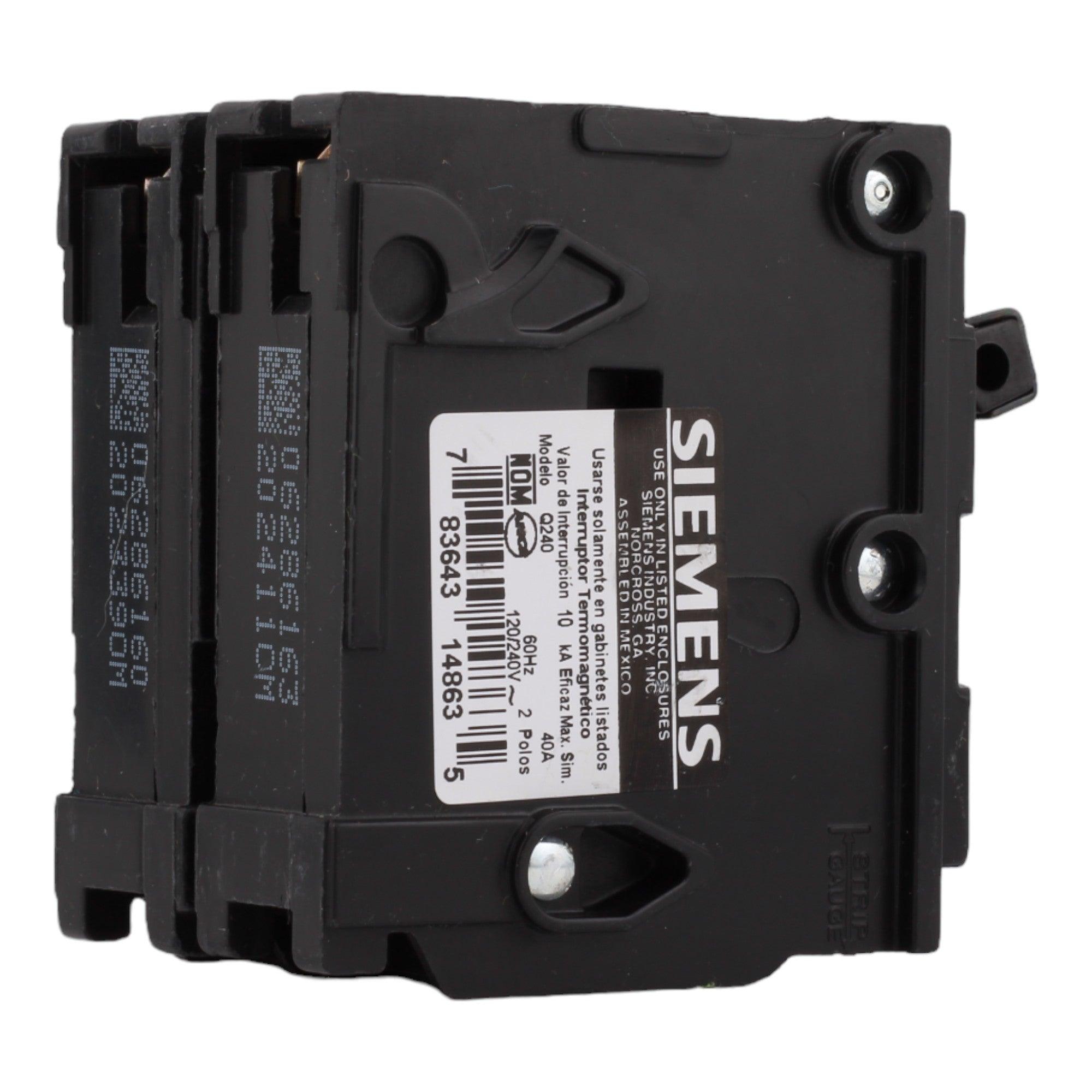 Siemens Q240 40 Amp Double Pole Circuit Breaker, Thermal Magnetic Trip, 120/240V, Plug-In, UL Listed - Image 5