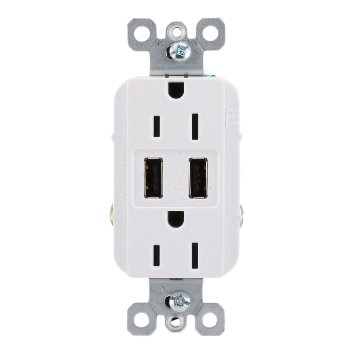 Legrand radiant TM826USBW 15A 3.1A USB-A TR Outlet