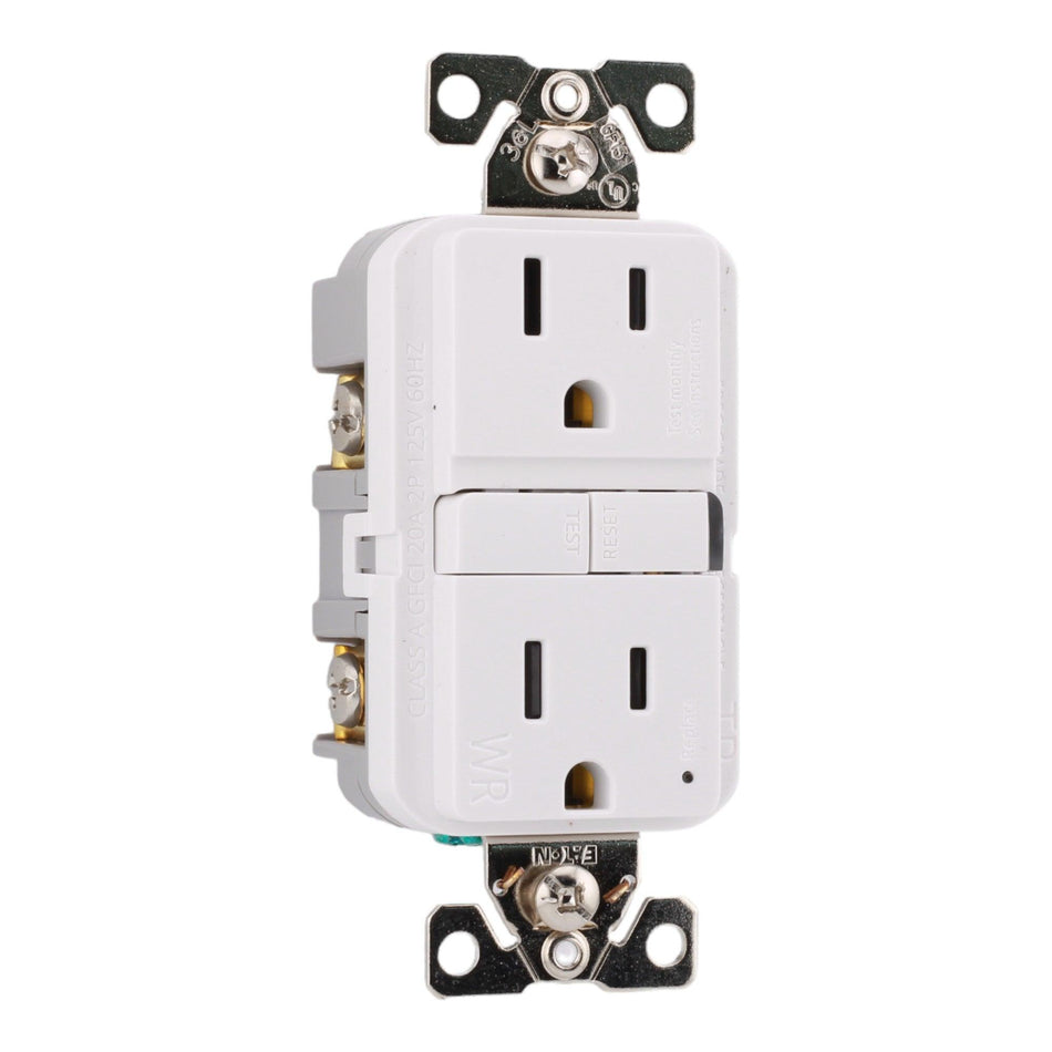 Eaton TWRGF15W 15 Amp Tamper and Weather-Resistant Self-Test GFCI 125V, White, UL Listed