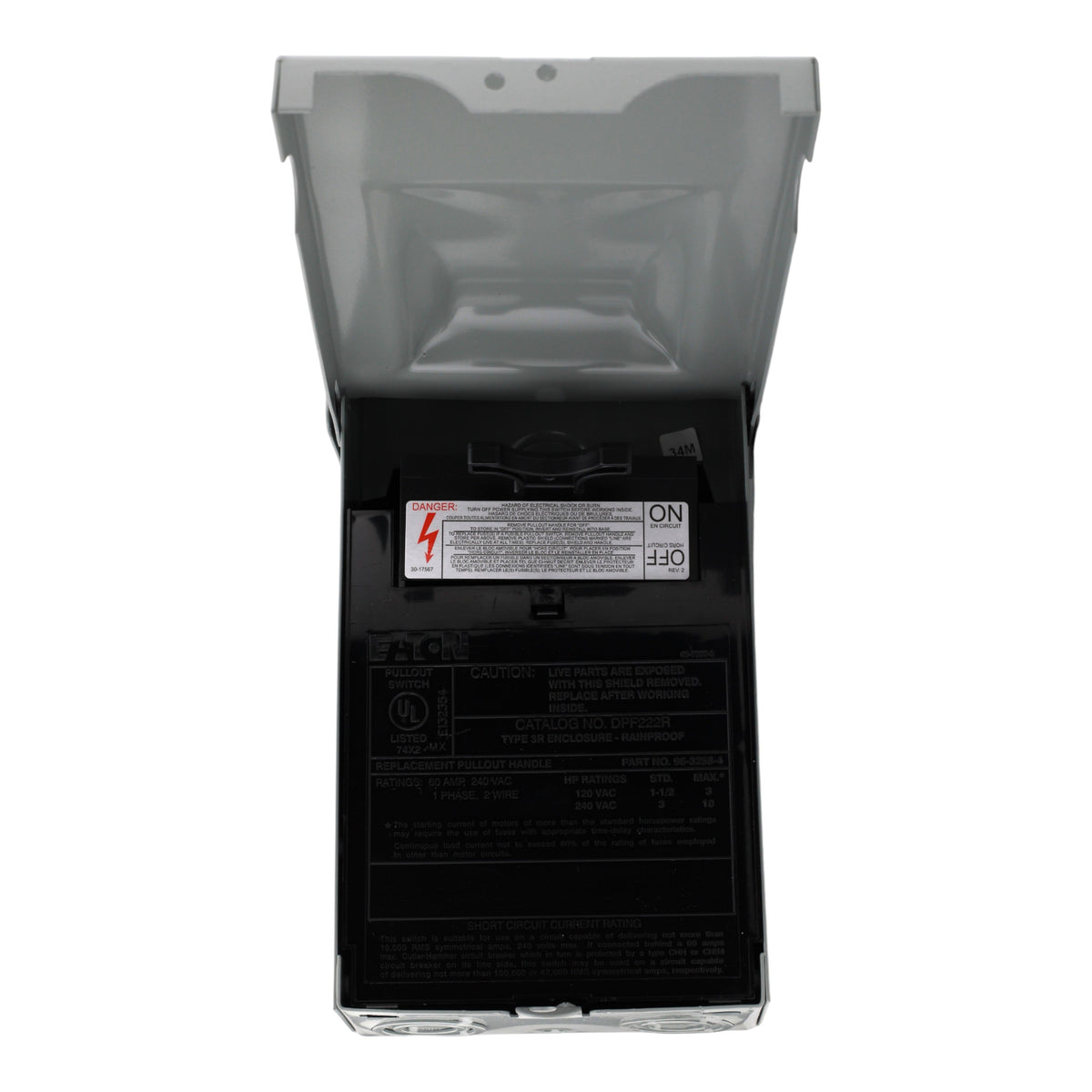 Eaton DPF222RP 60A 240V Fused Pullout Air Conditioning Disconnect NEMA 3R - Image 10