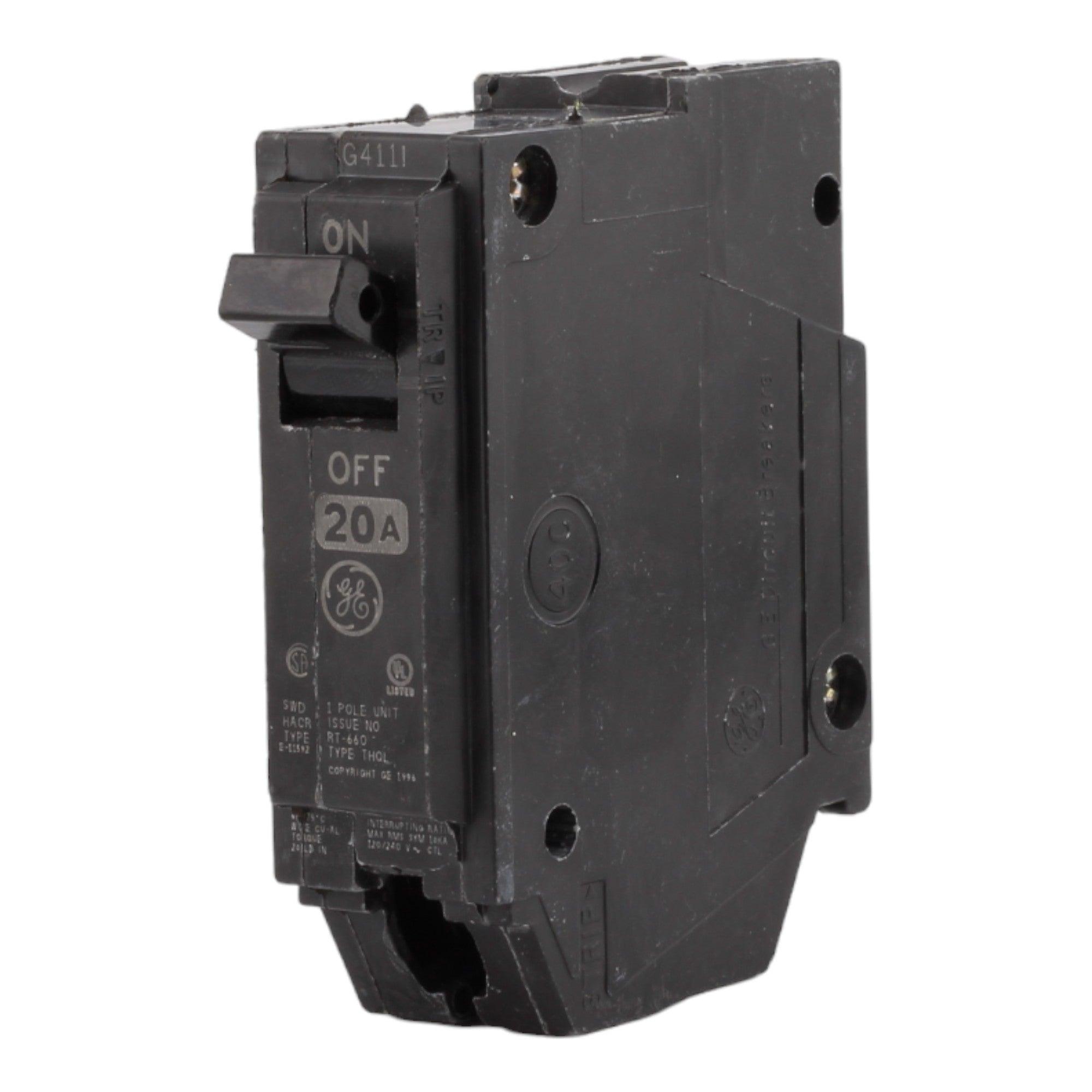 GE THQL1120 20 Amp Single Pole Circuit Breaker - 120/240V, Plug-In, UL Listed - Image 2