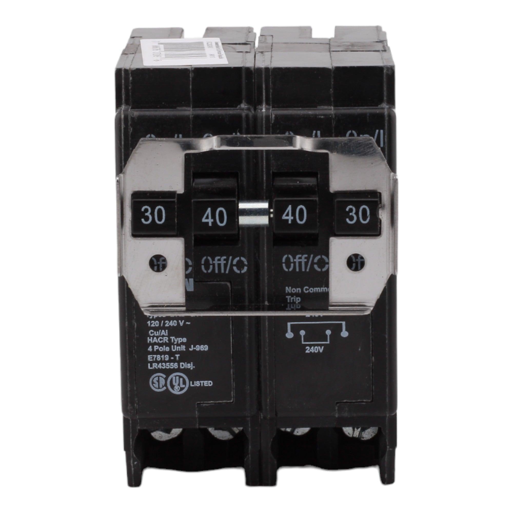 Eaton BQ230240, 30A/40A, 120/240V, 4-Pole, 10kA, Thermal Magnetic Circuit Breaker, Plug-On, for Type BR Load Centers - Image 2