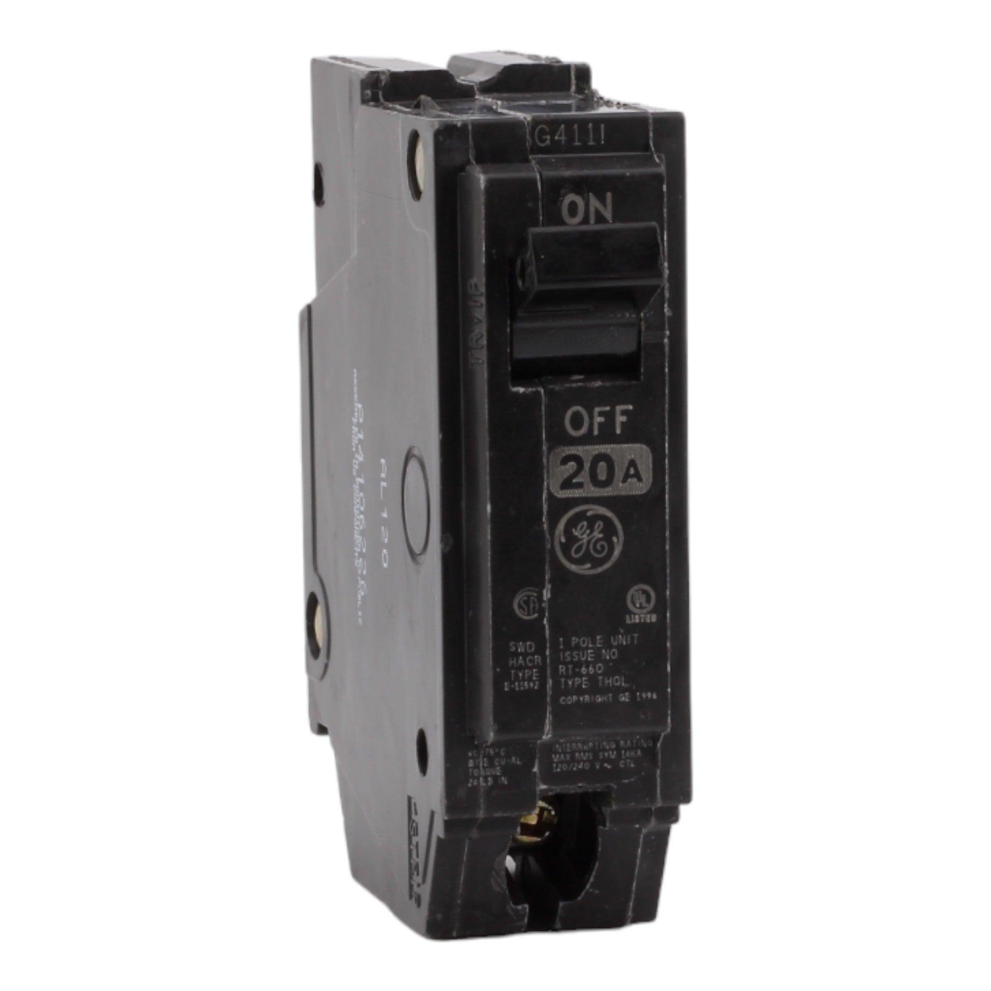 GE THQL1120 20 Amp Single Pole Circuit Breaker - 120/240V, Plug-In, UL Listed - Image 3